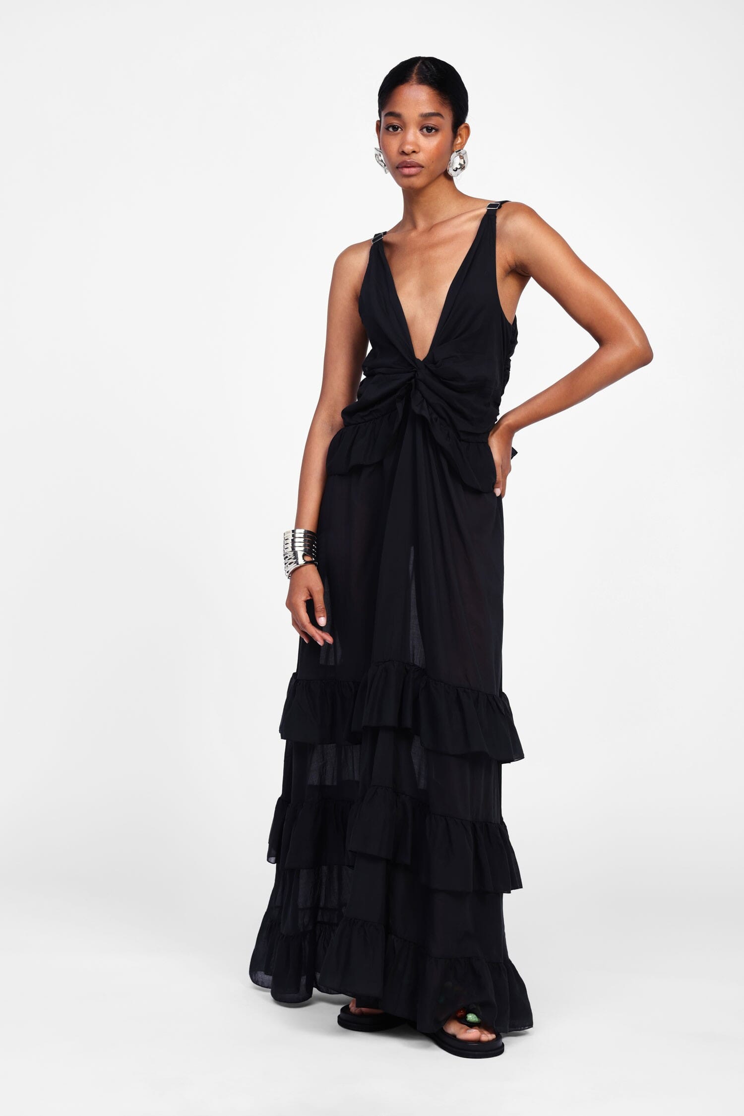 Robe à volants et à fines bretelles Dixie