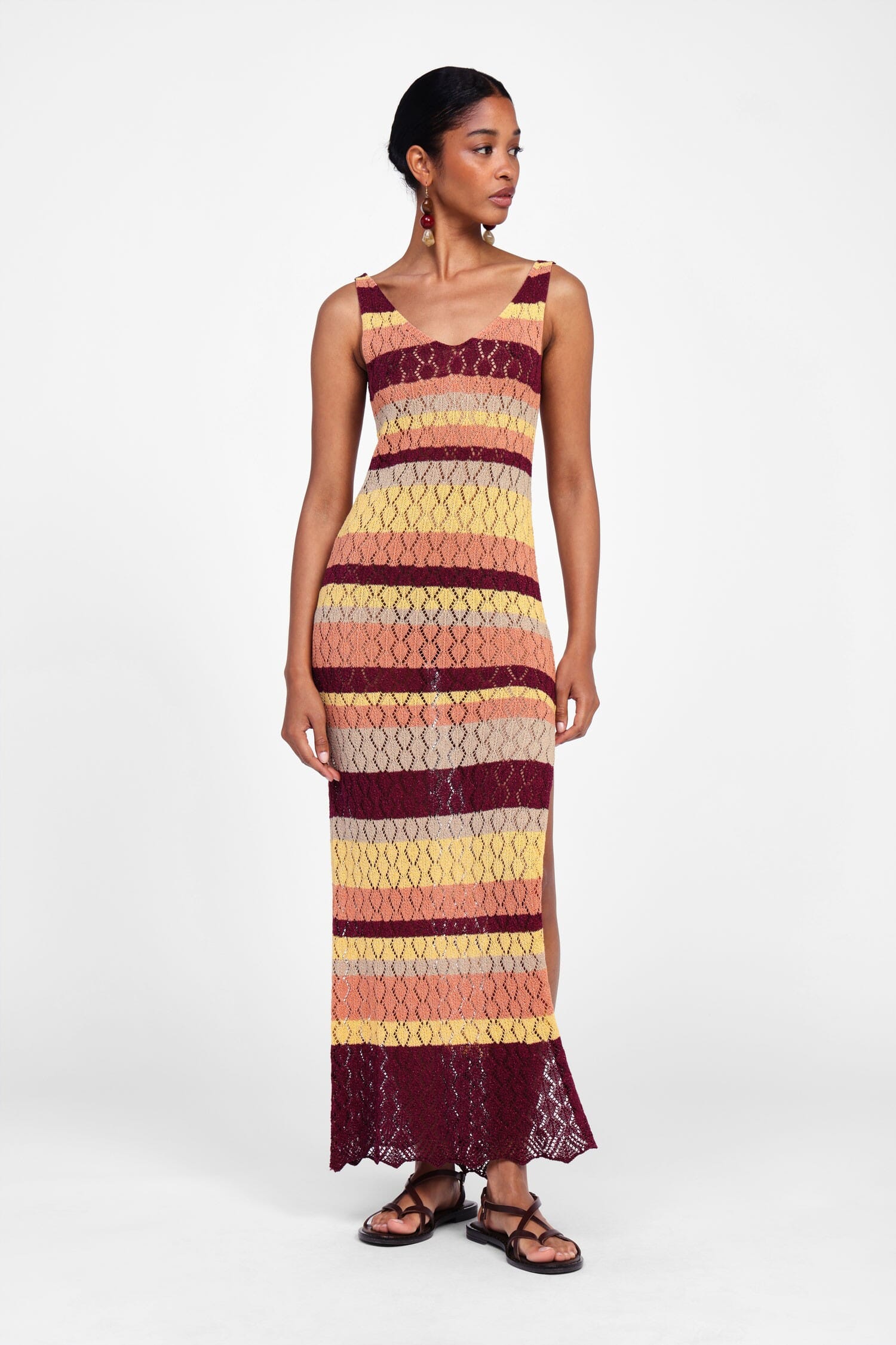 Abito Lungo A Righe Multicolore Dixie