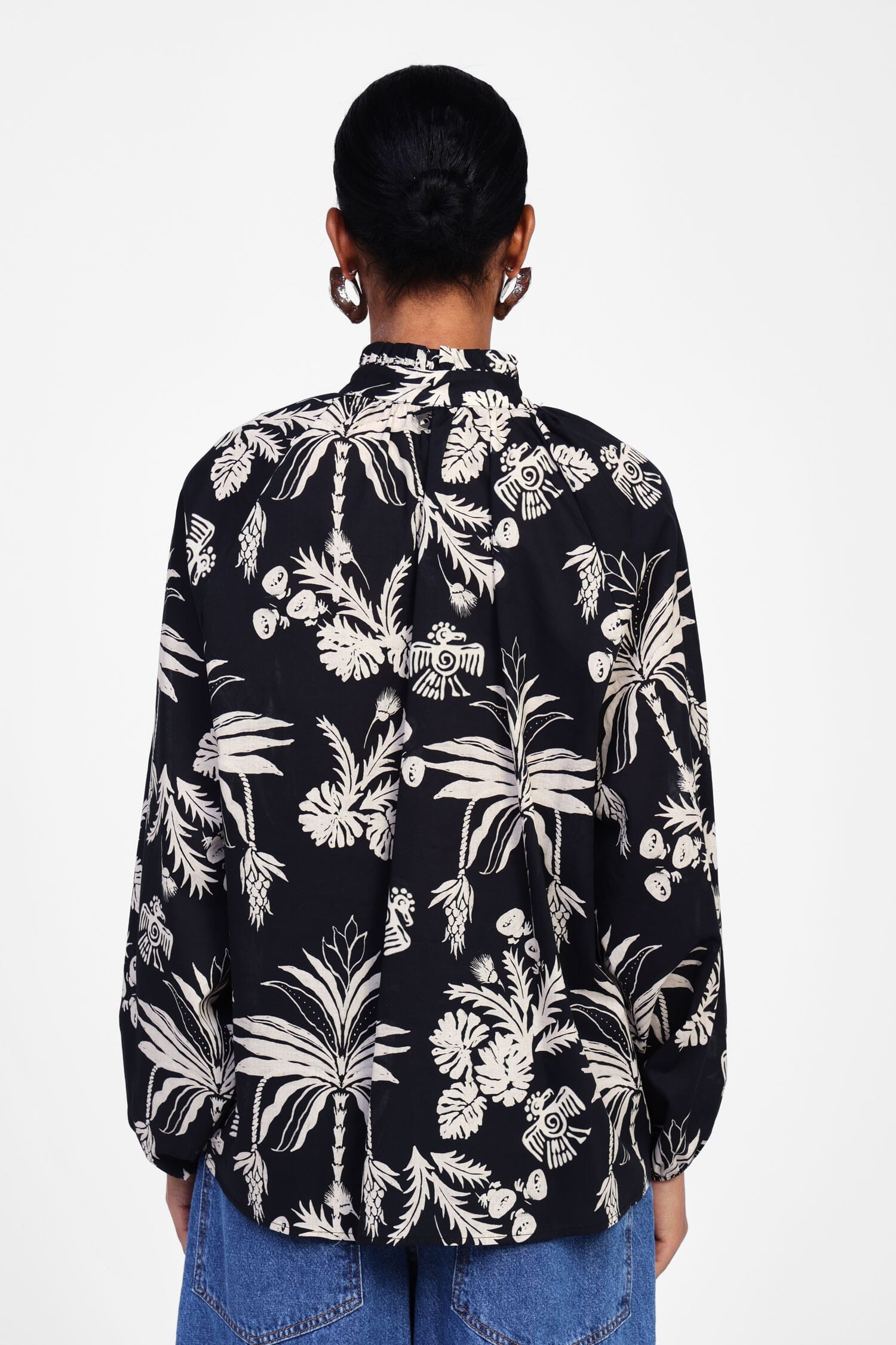 Shirt With Tropical Pattern And Loose Sleeves Dixie