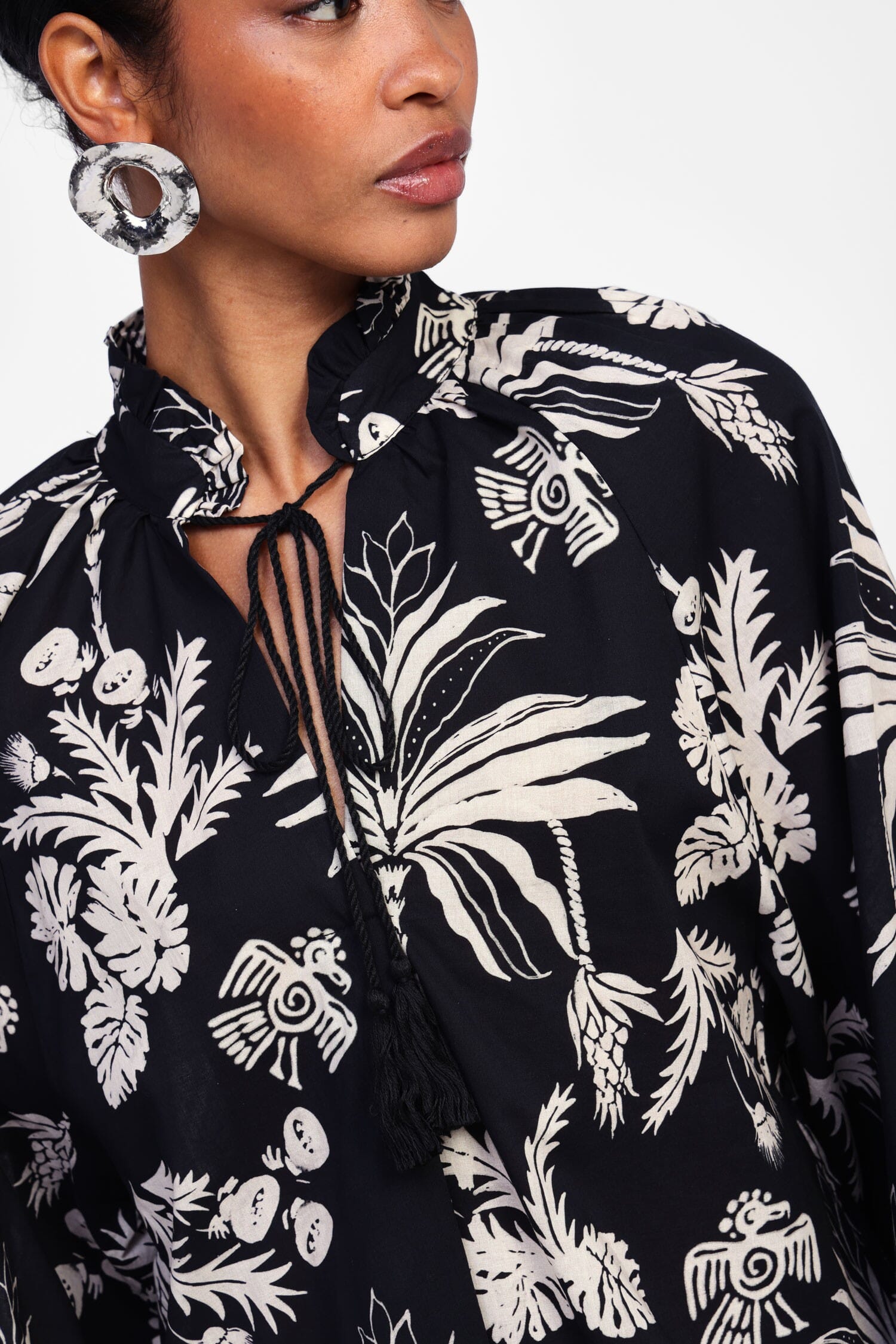 Shirt With Tropical Pattern And Loose Sleeves Dixie