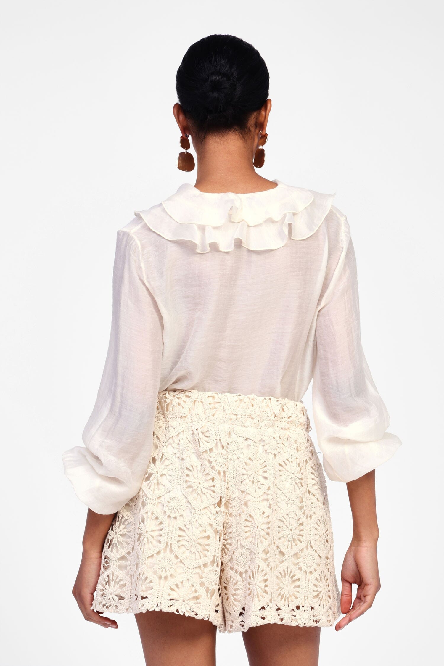 Embroidered Shorts With Scalloped Hem Dixie