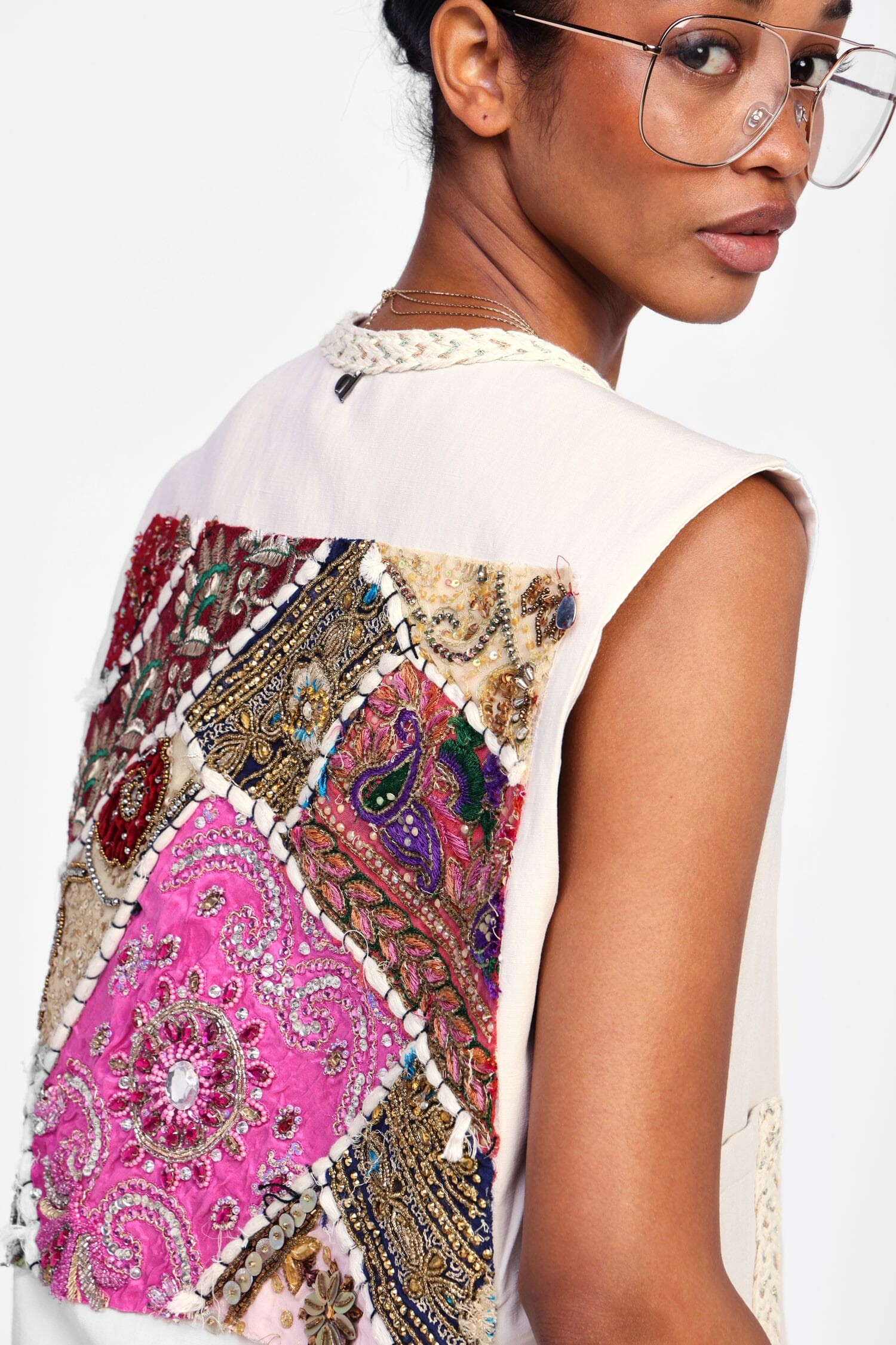 Gilet Con Tasche E Bordo Intrecciato Dixie