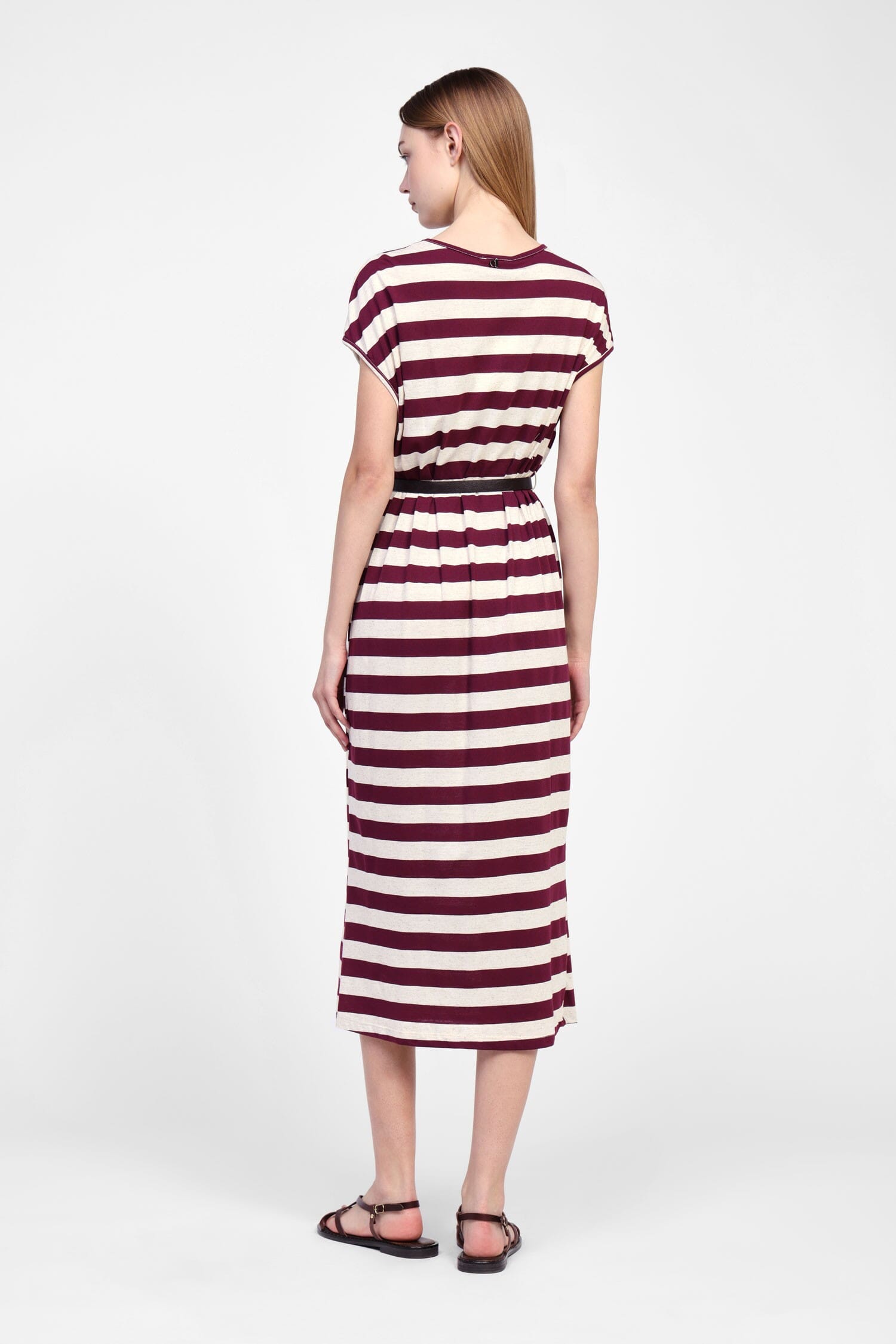 Abito Midi A Righe Con Cintura Dixie