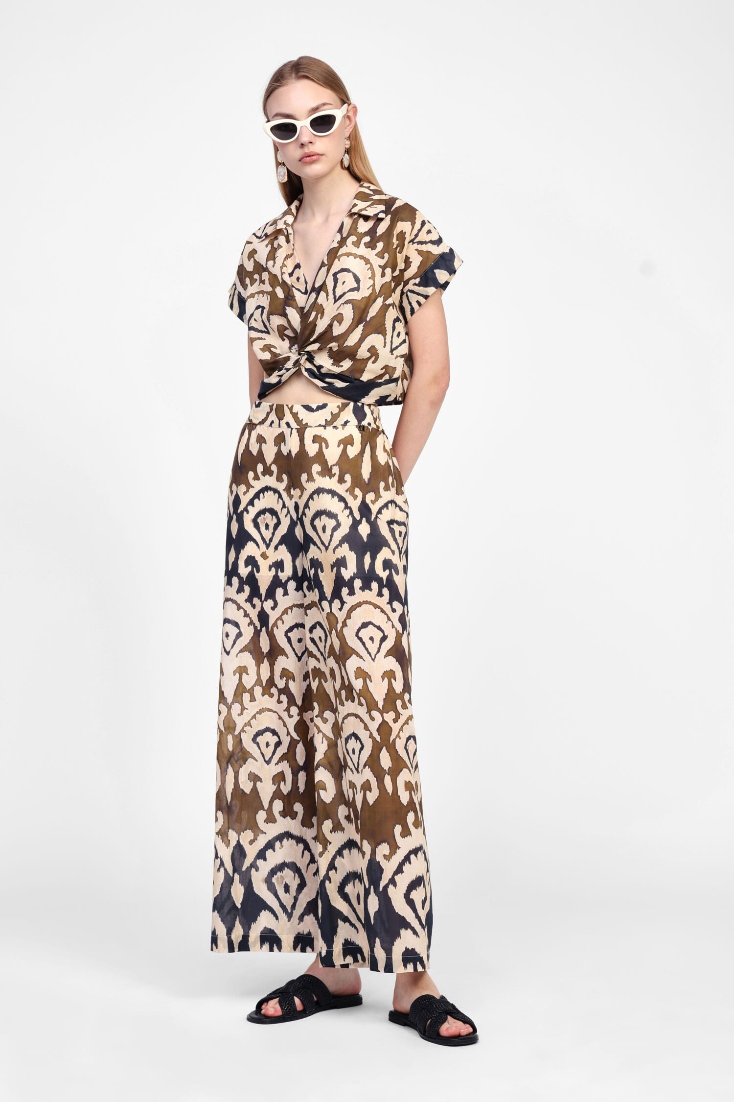 Pantaloni Ampi Stampati A Vita Alta Dixie