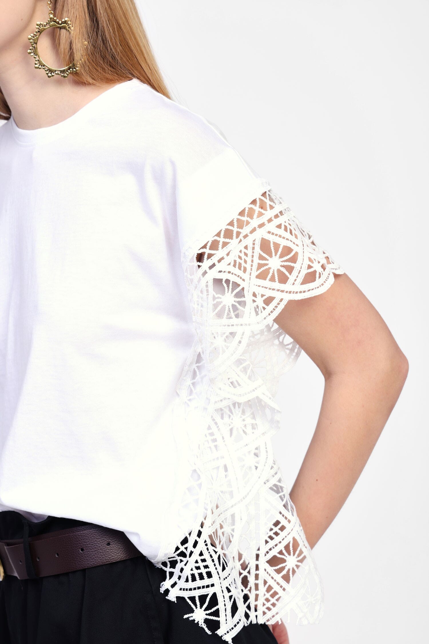 T-Shirt Con Maniche A Pizzo Dixie