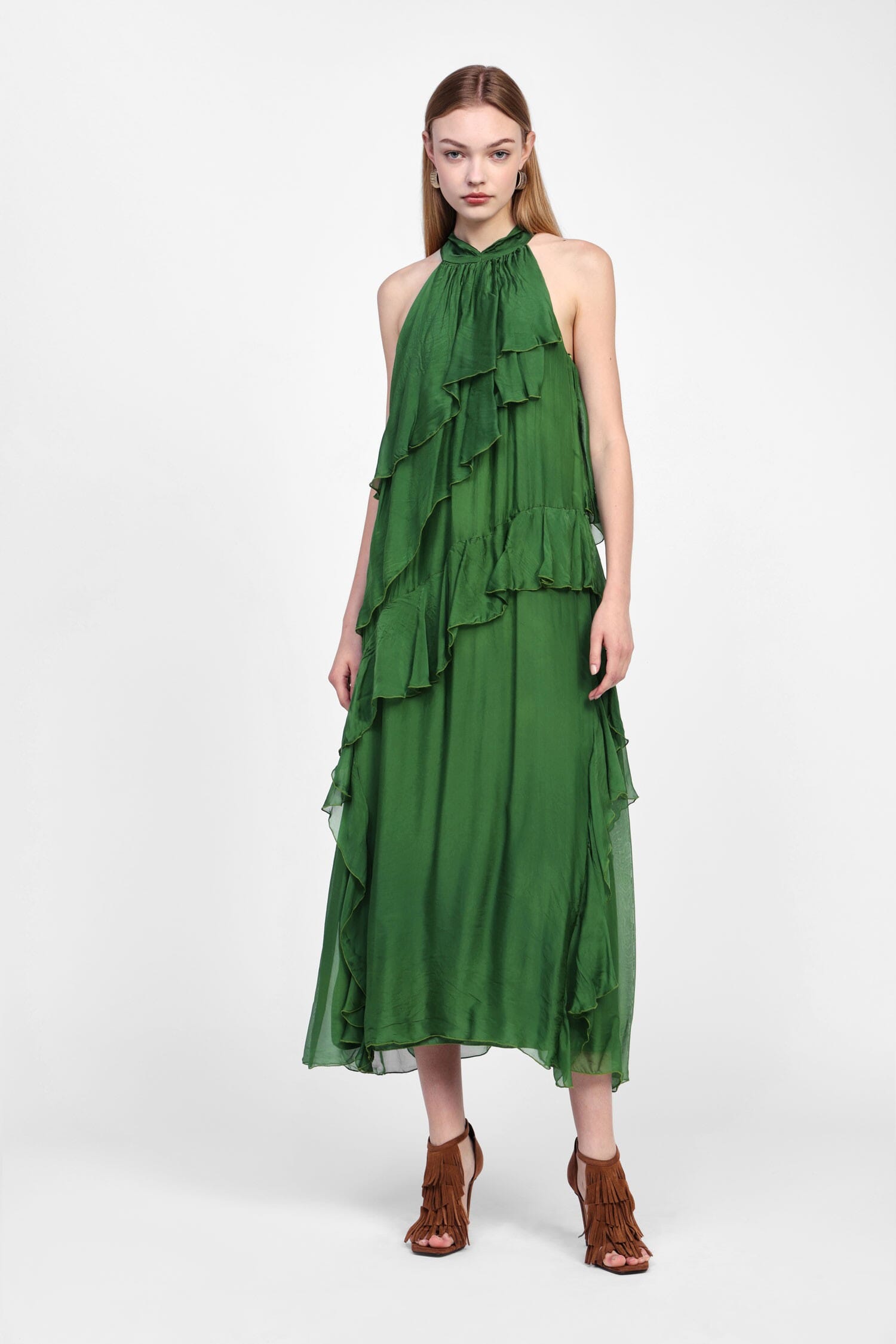 Abito Con Volant E Collo Alto Dixie