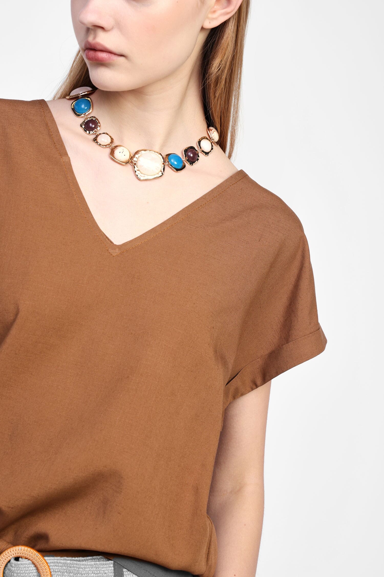 Camicia Con Scollo A V E Maniche Corte Dixie