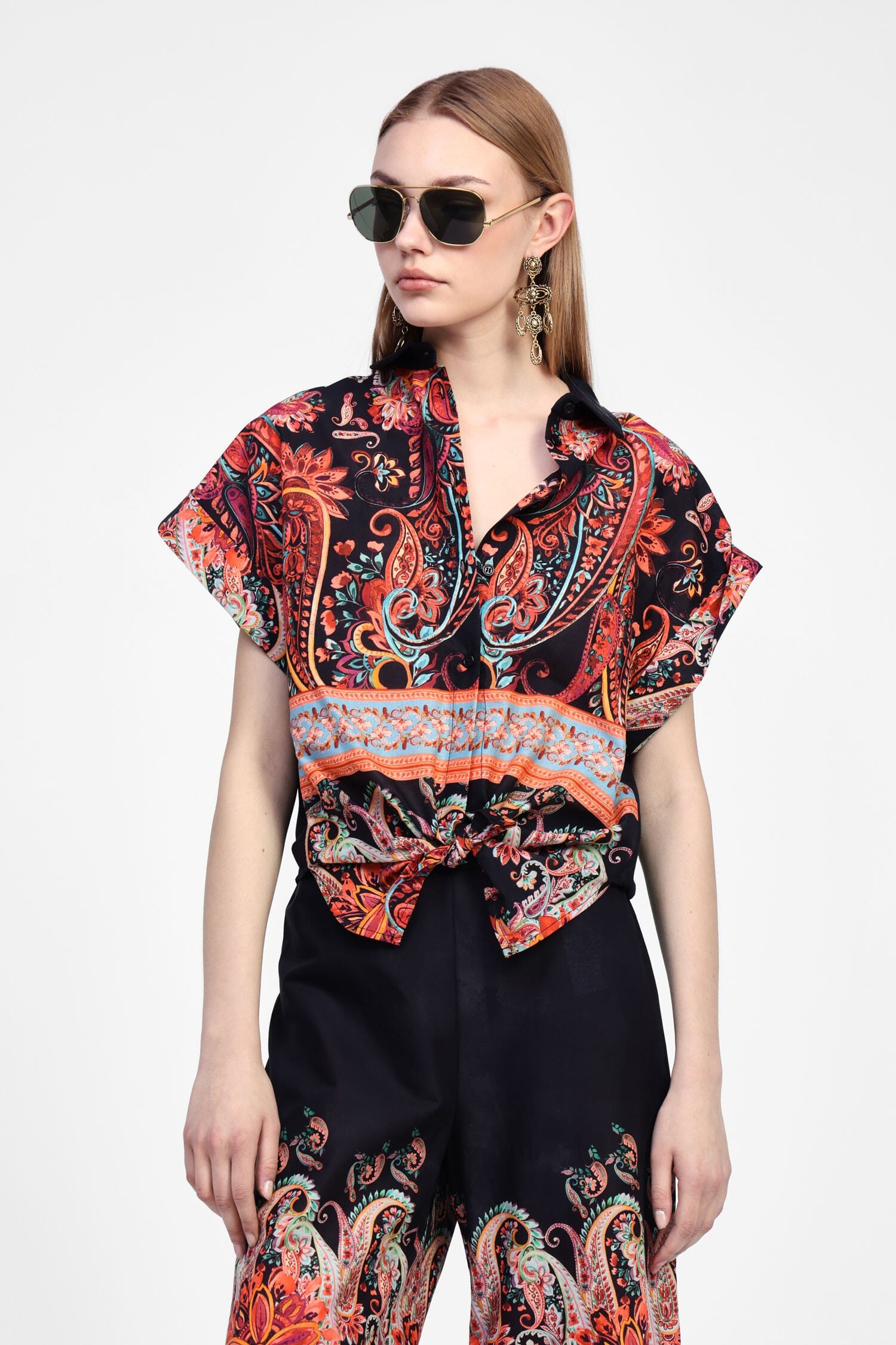 Chemise fantaisie courte avec col Dixie