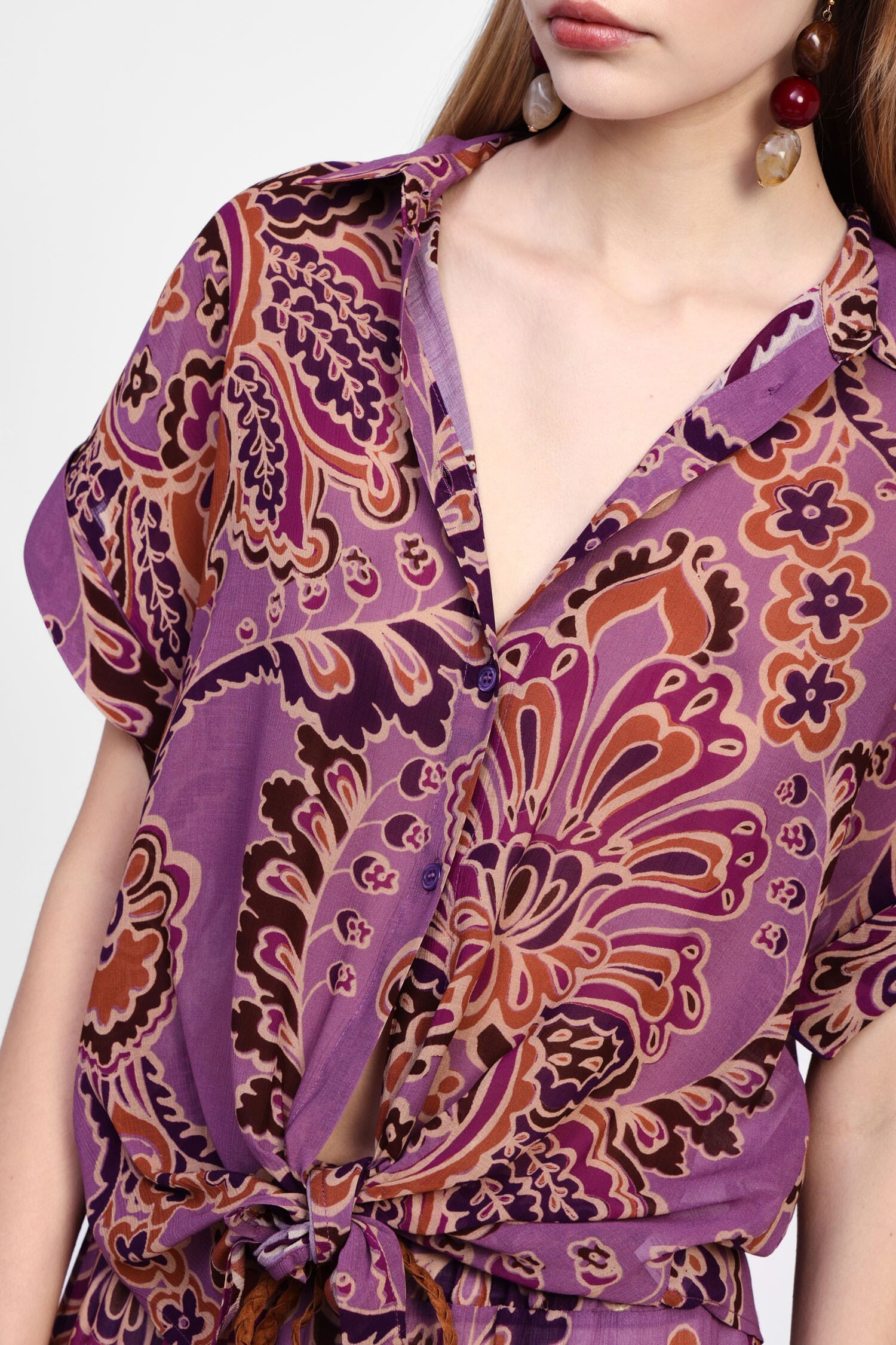 Camicia Con Stampa E Nodo Frontale Dixie