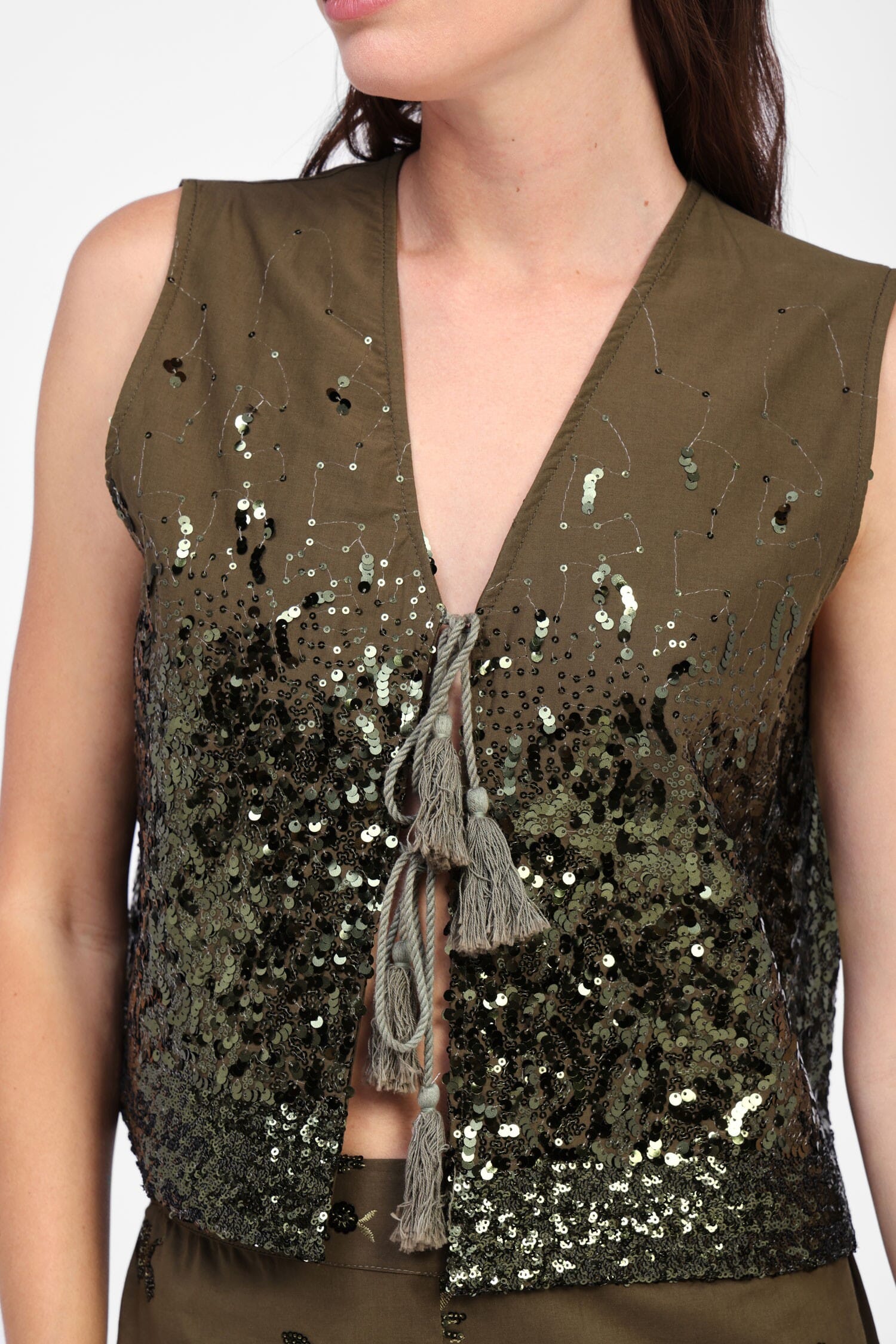 Gilet Con Paillettes E Laccetto Dixie