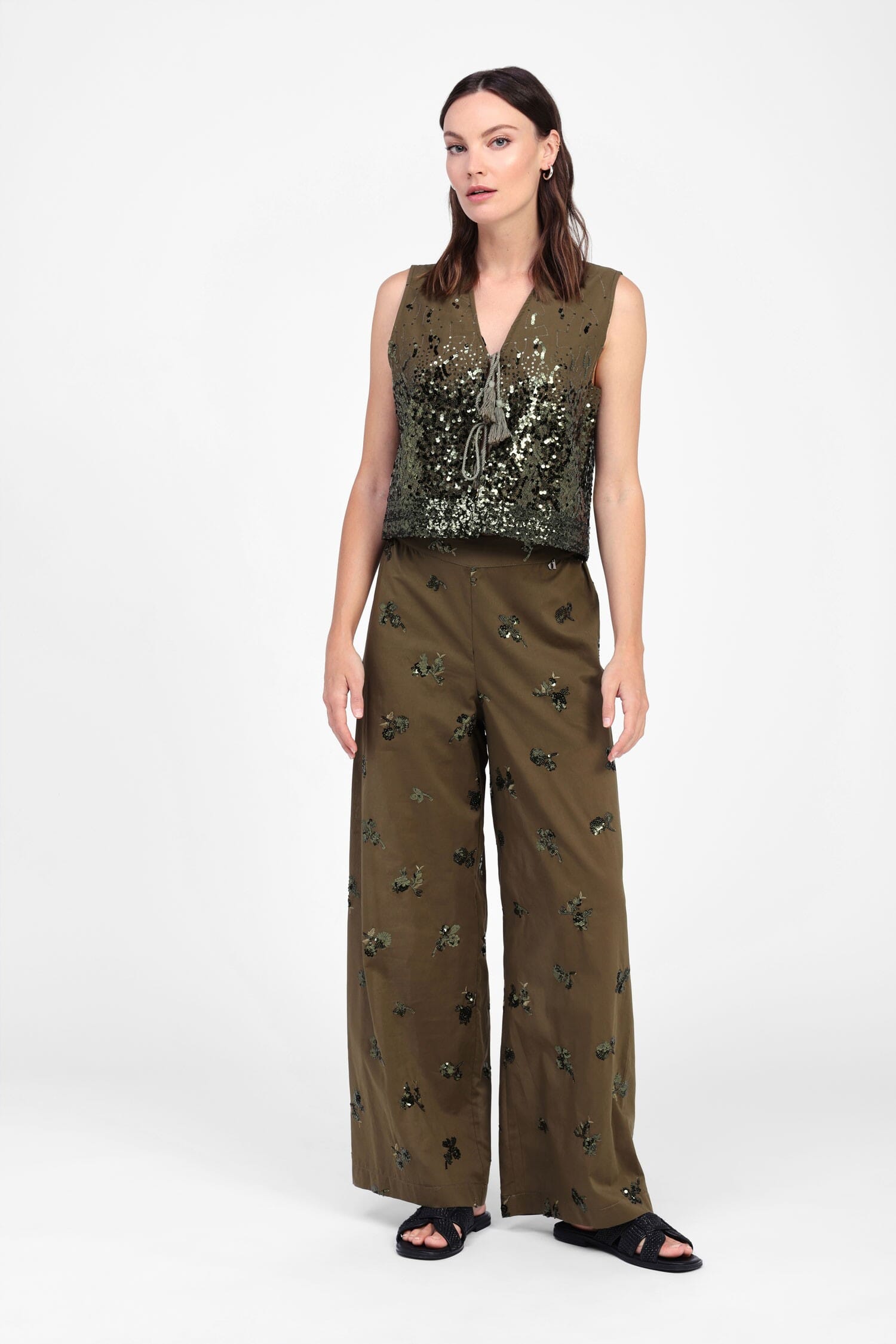 Pantaloni Ampi Con Dettagli Floreali Dixie