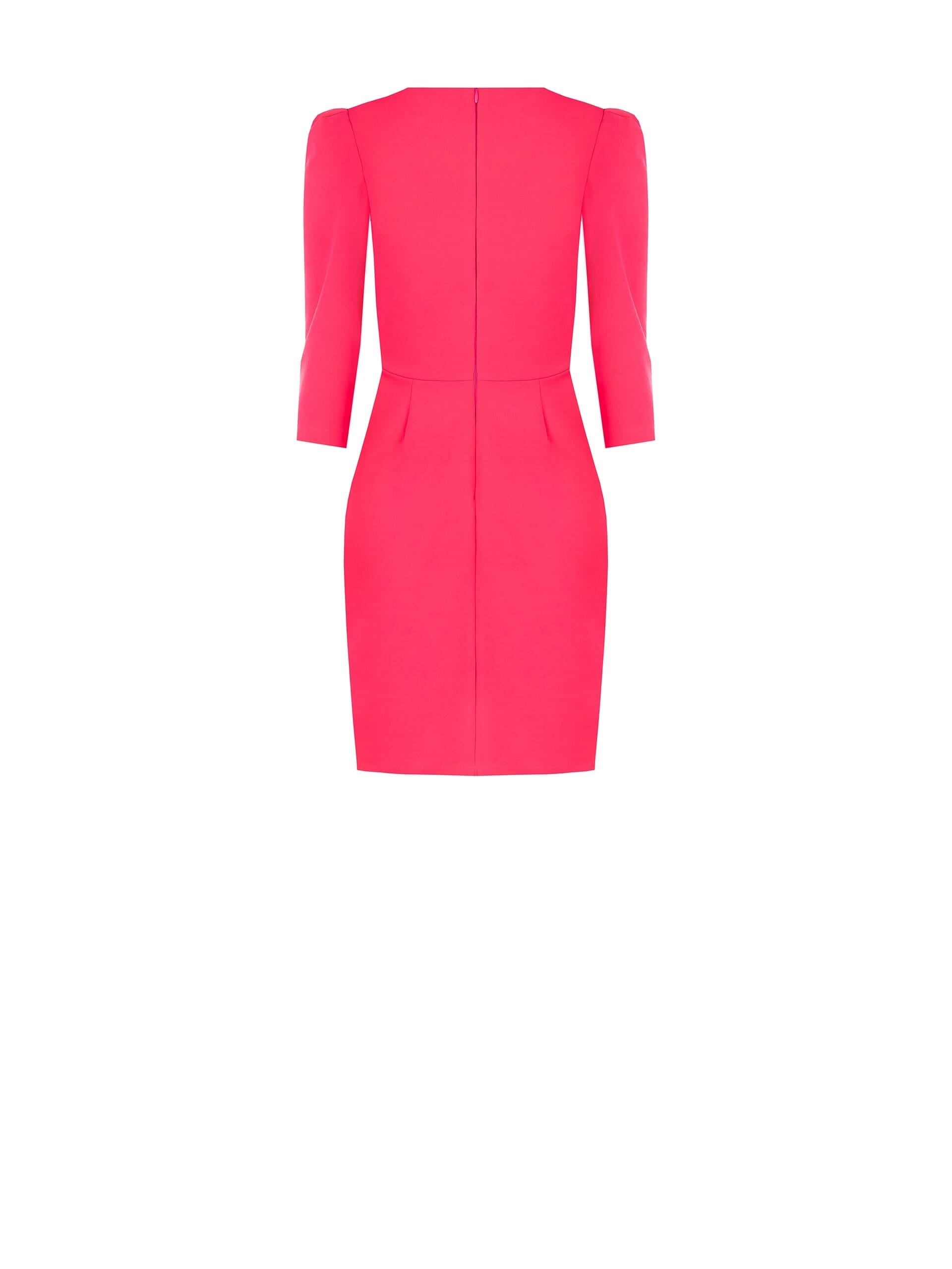 Short Crepe Scuba Dress With V-neck And Epaulettes Rinascimento