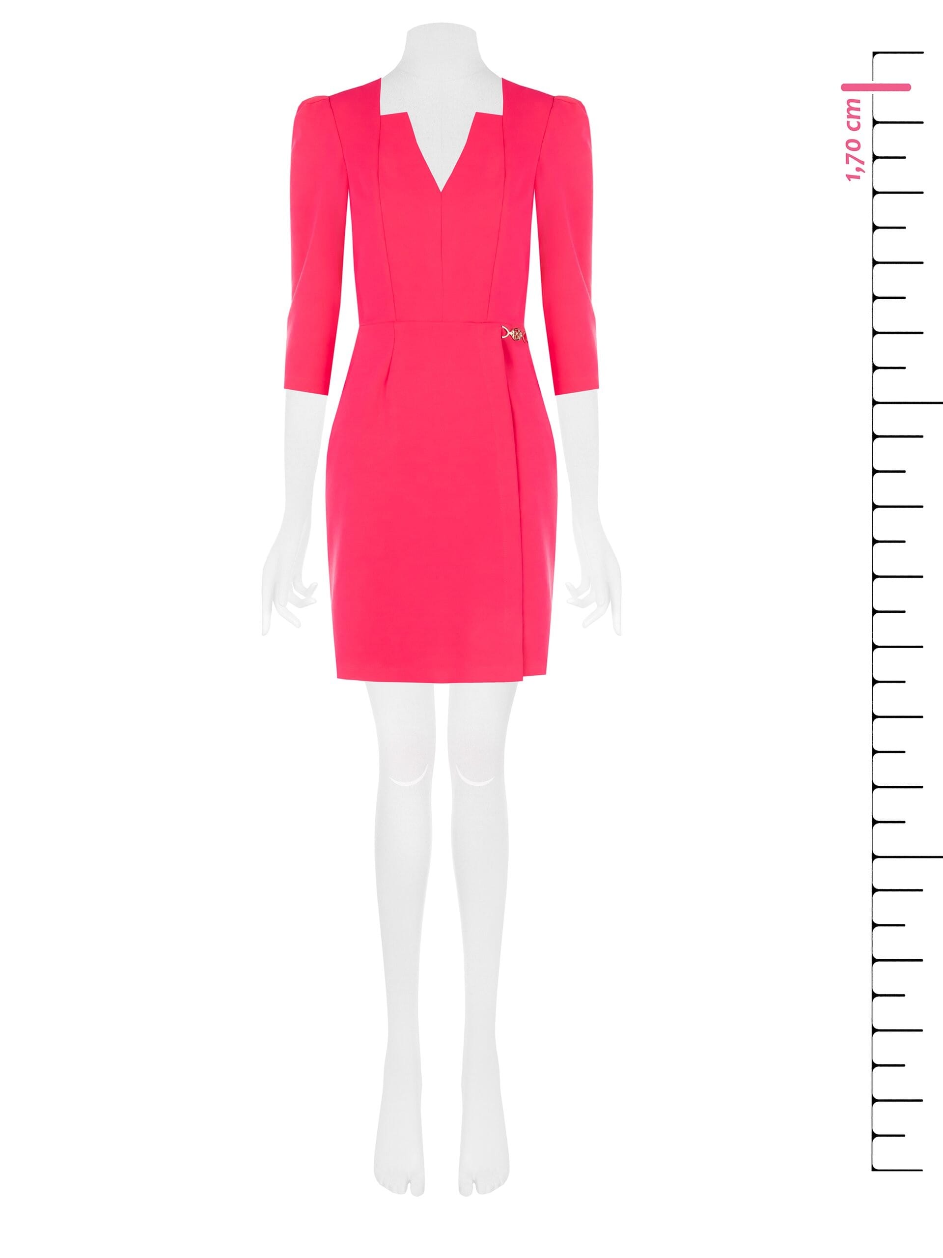 Short Crepe Scuba Dress With V-neck And Epaulettes Rinascimento