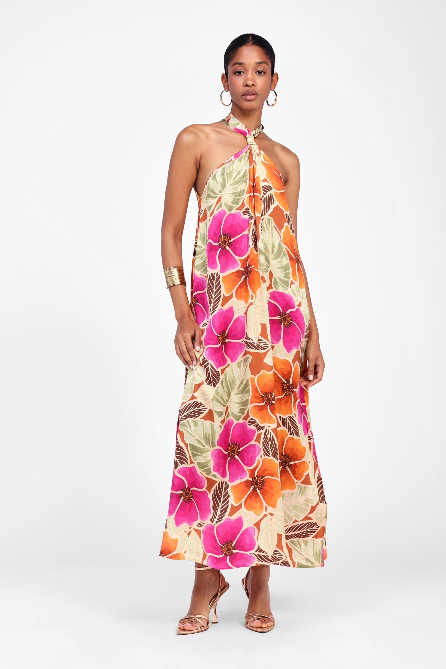 Abito Lungo Con Stampa Floreale Accattivante Dixie