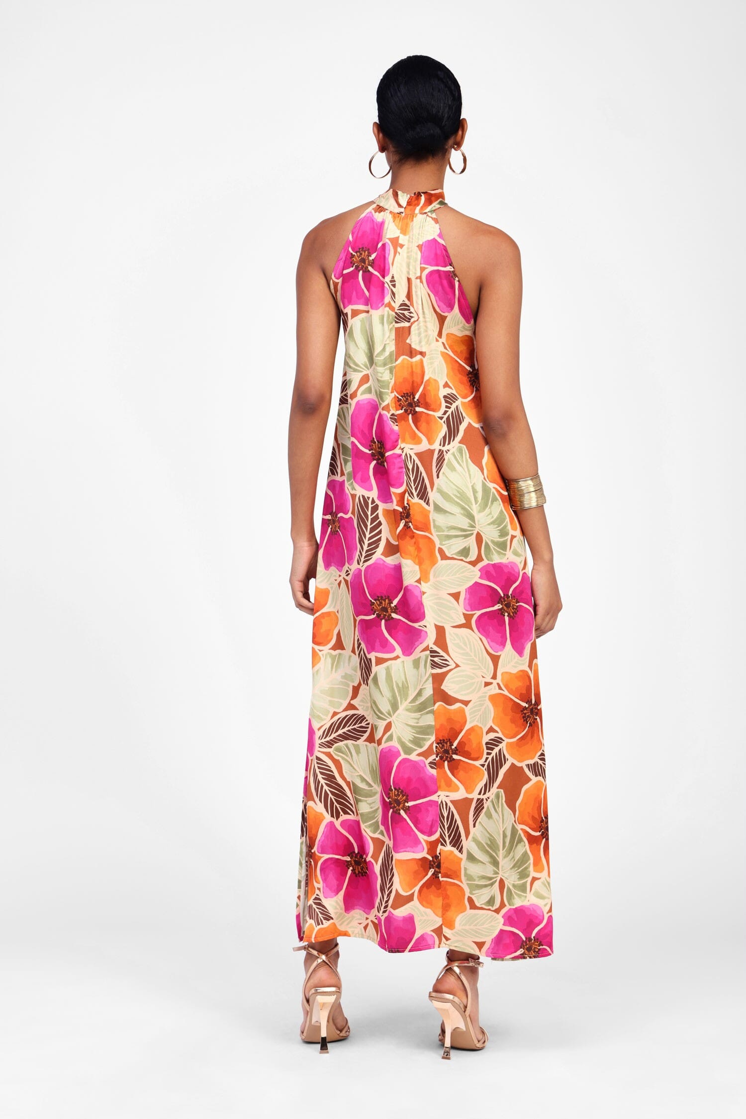 Abito Lungo Con Stampa Floreale Accattivante Dixie