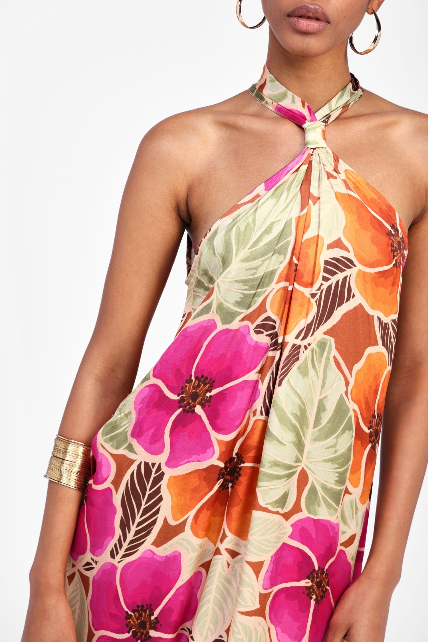 Abito Lungo Con Stampa Floreale Accattivante Dixie