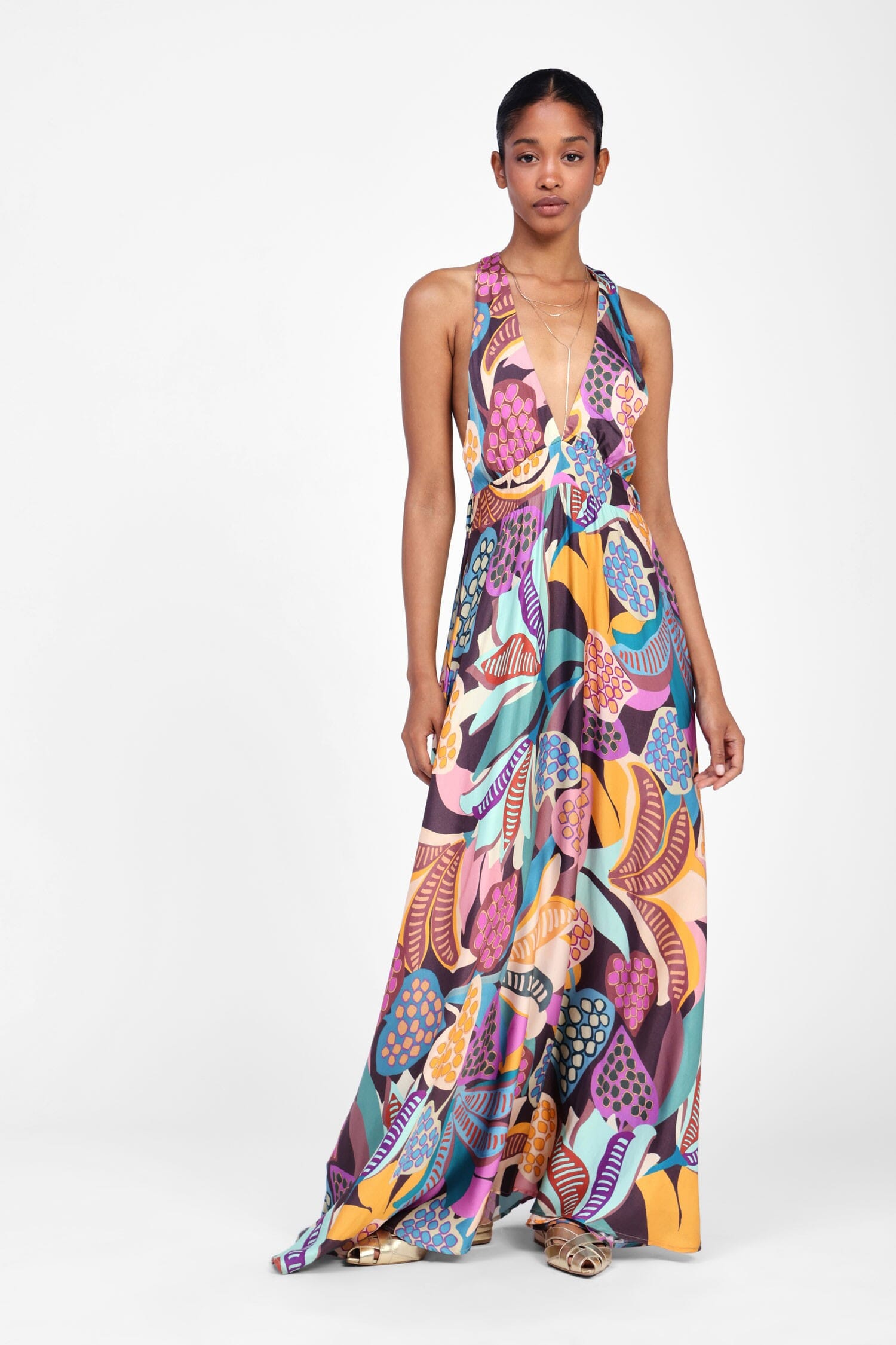 Abito Lungo Con Stampa Fantasia Dixie