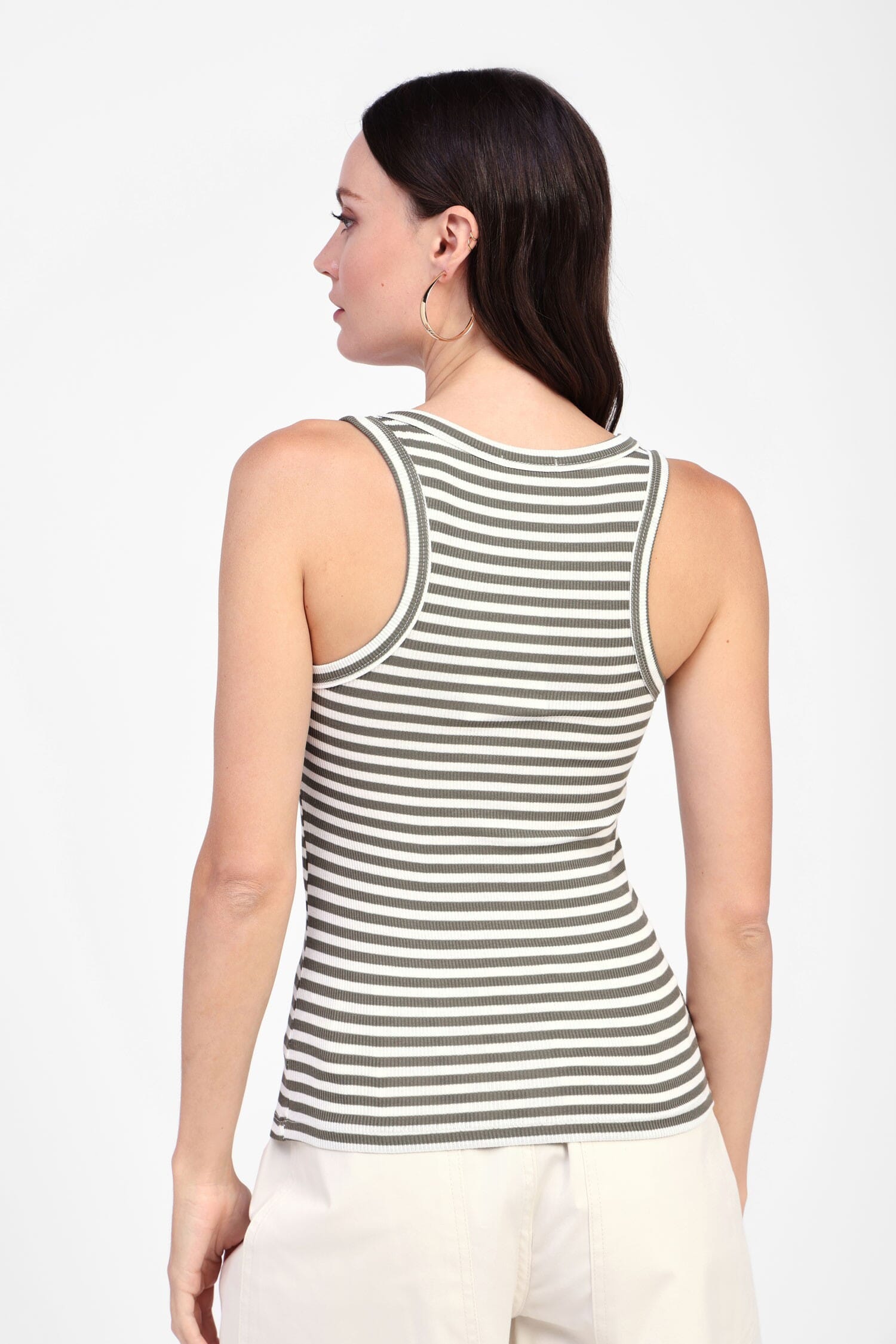 Dixie Round Neck Striped Tank Top