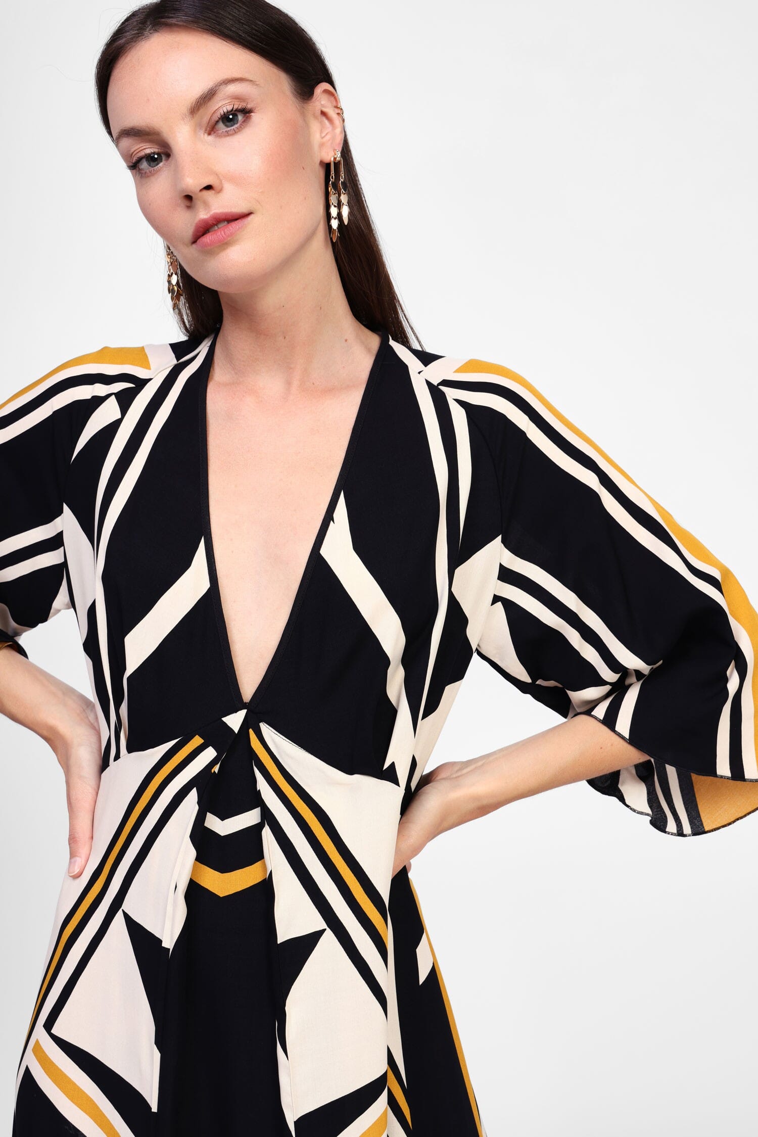 Abito Lungo Con Motivo Geometrico Accattivante Dixie