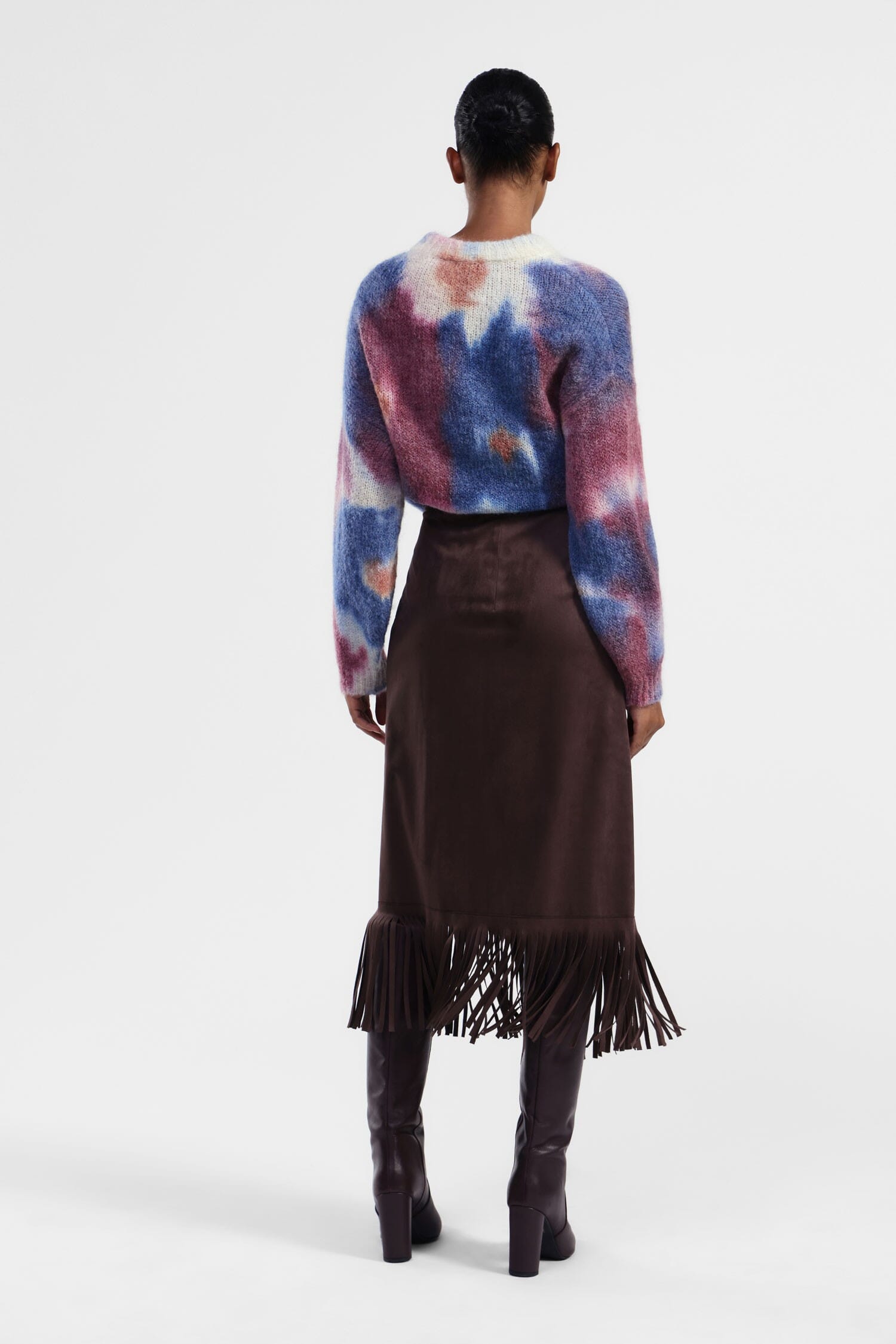 Gonna Effetto Suede Con Frange E Dettaglio Nodo Dixie