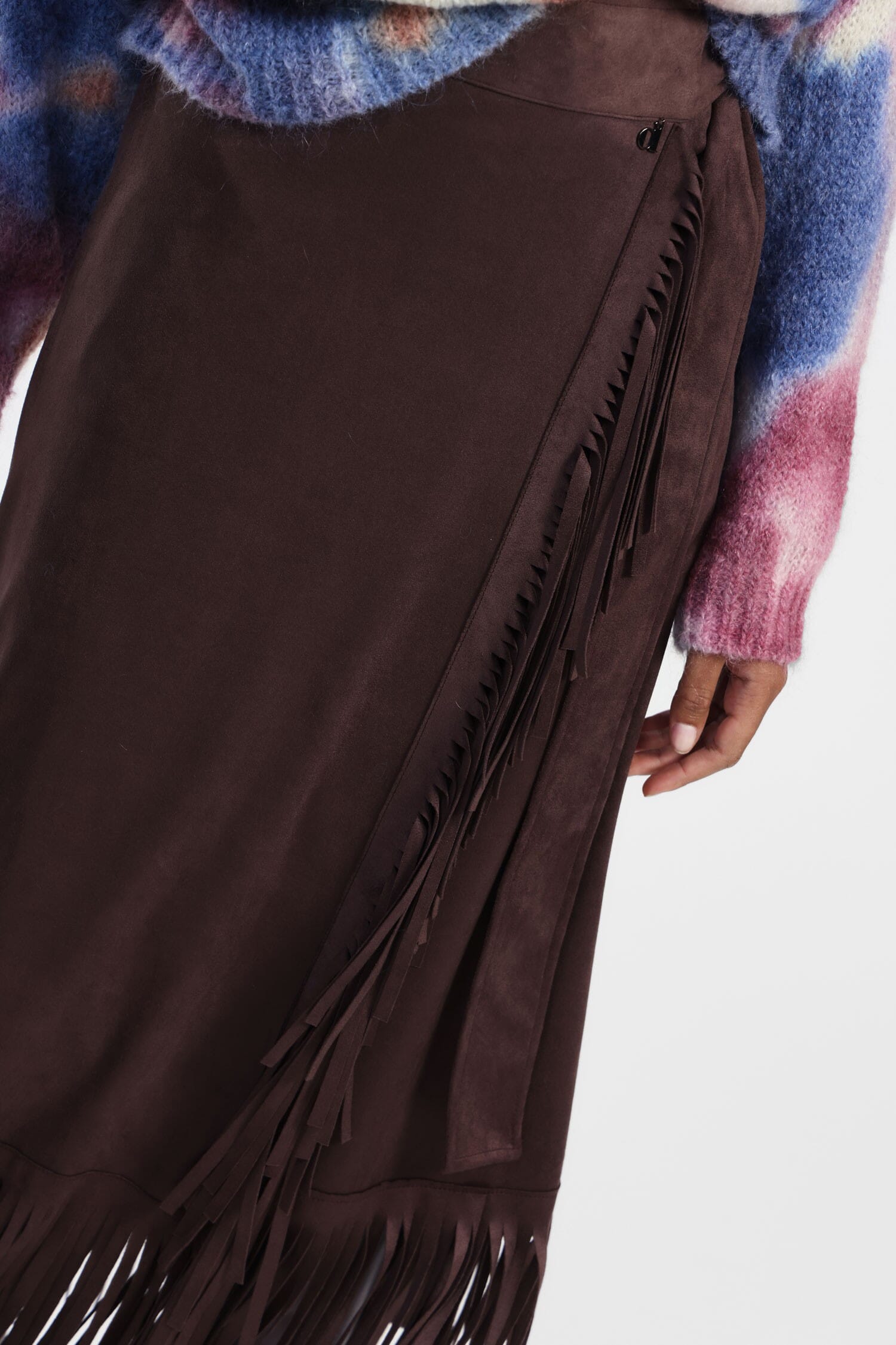 Gonna Effetto Suede Con Frange E Dettaglio Nodo Dixie