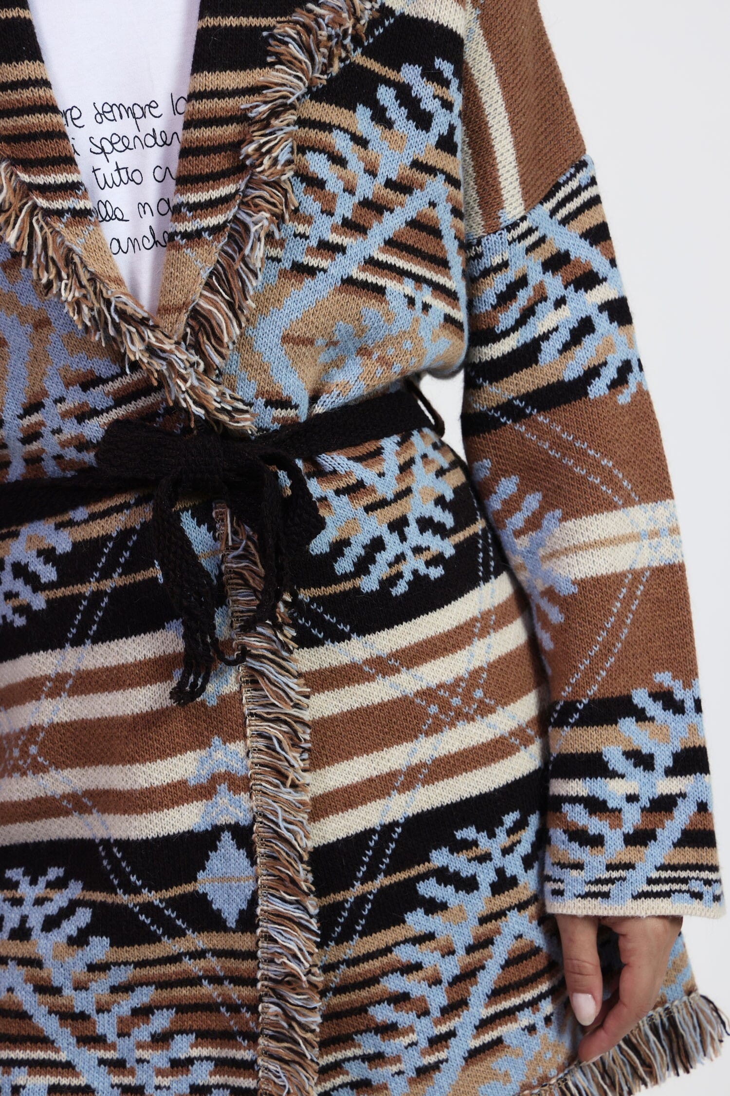 Dixie Cardigan With Fringes And Belt