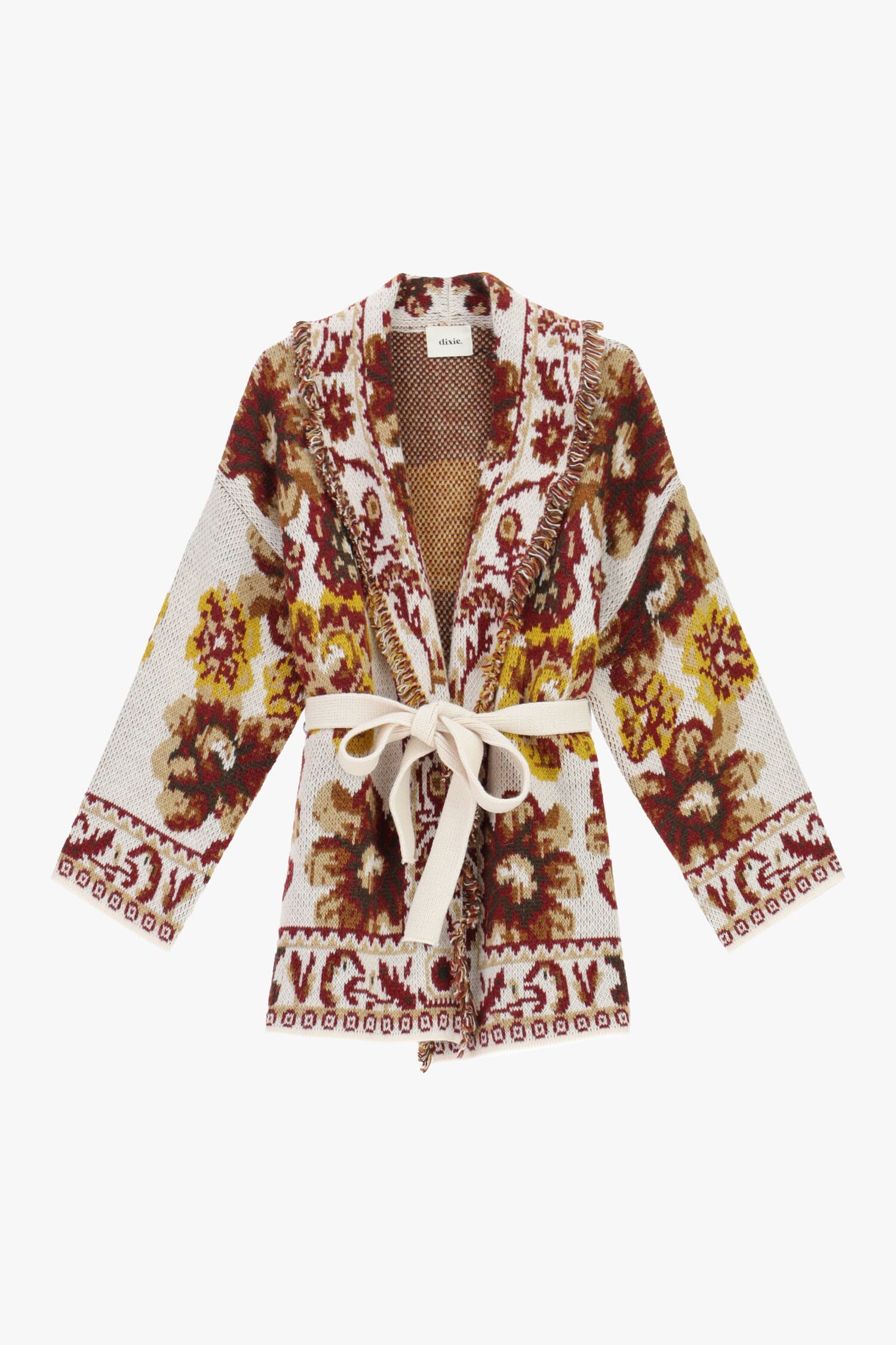 Cardigan With Belt And Floral Pattern Dixie