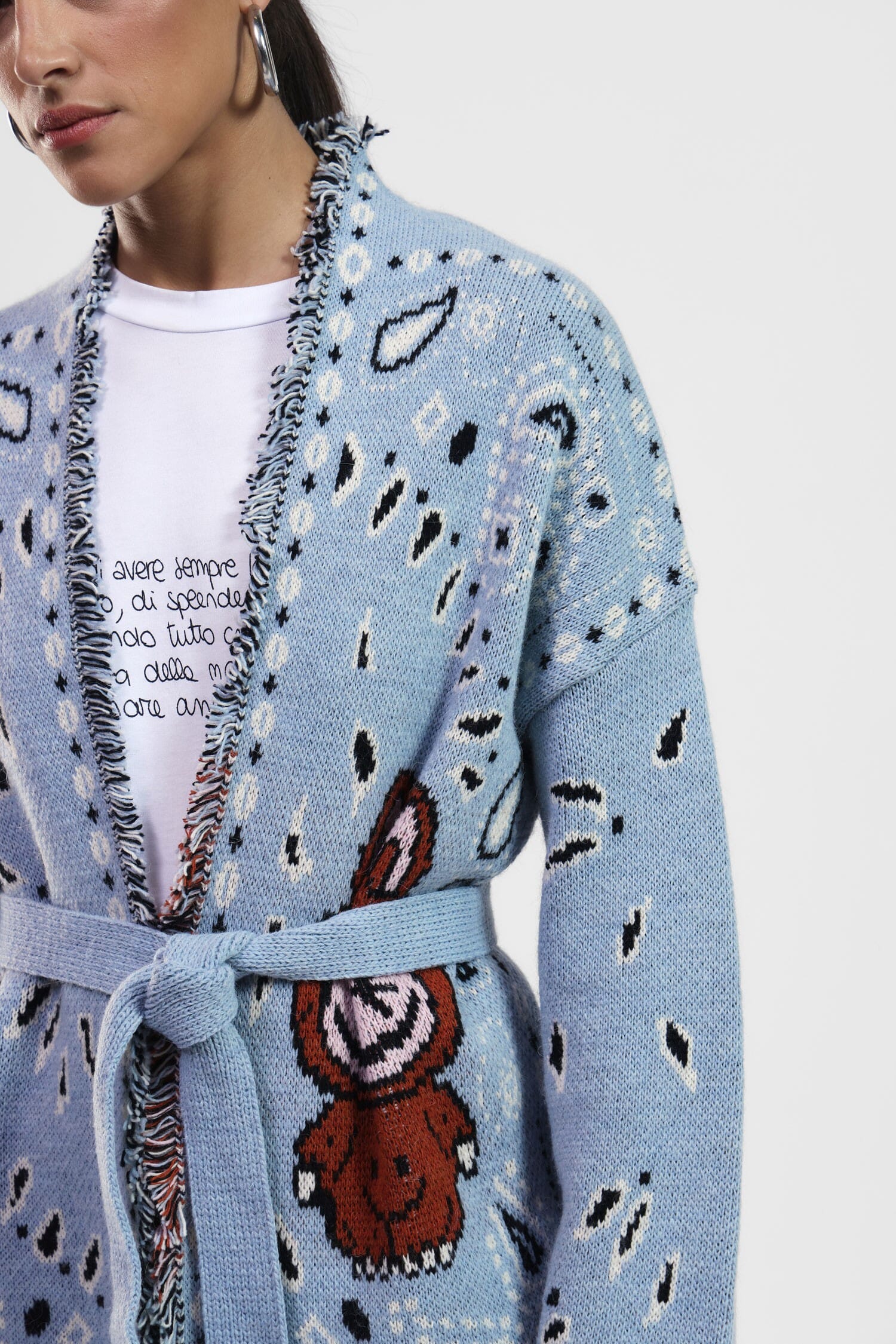 Cardigan Con Cintura E Motivo Jolly Dixie