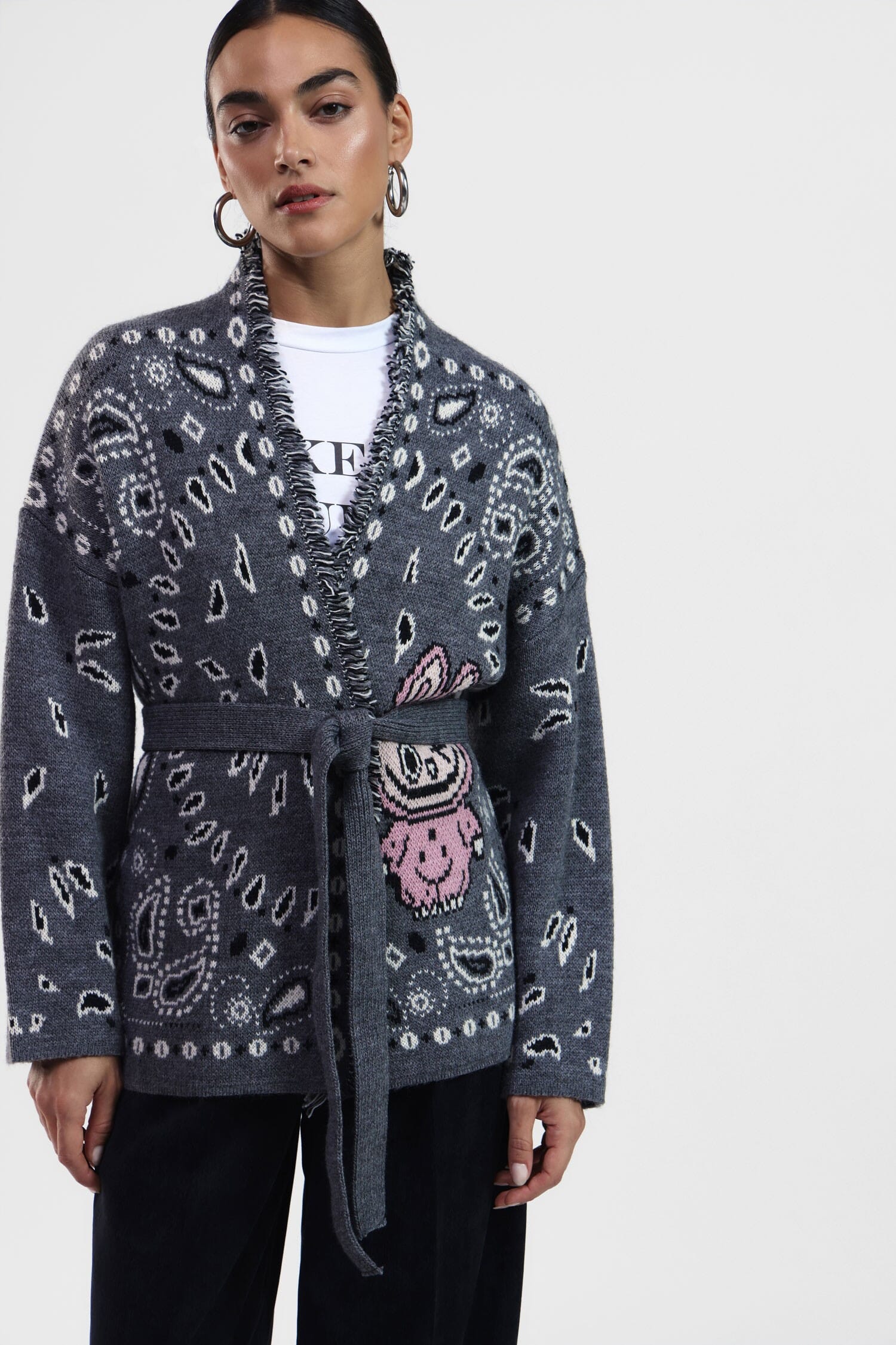 Cardigan Con Cintura E Motivo Jolly Dixie