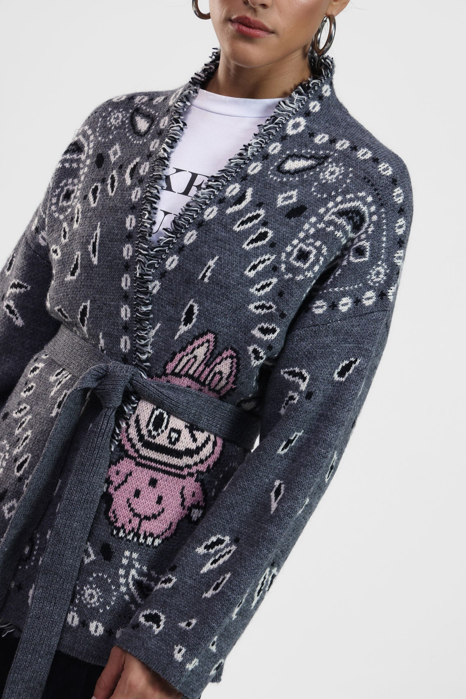 Cardigan Con Cintura E Motivo Jolly Dixie