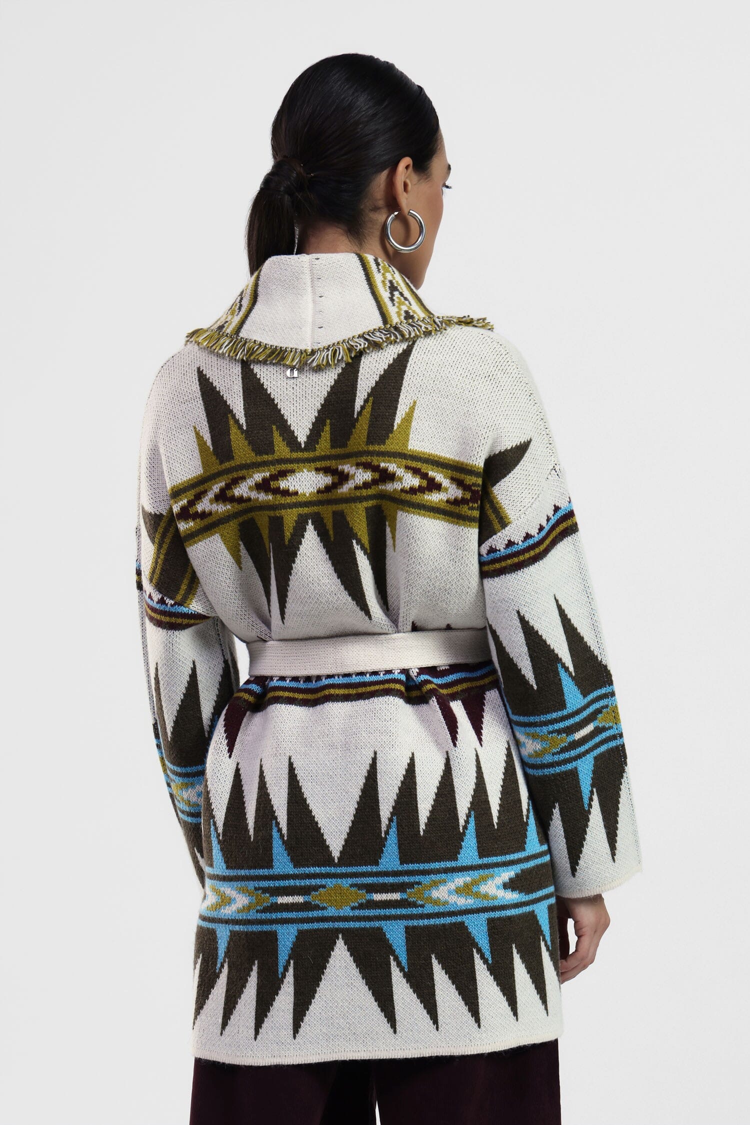 Cardigan Con Cintura E Motivi Geometrici Dixie