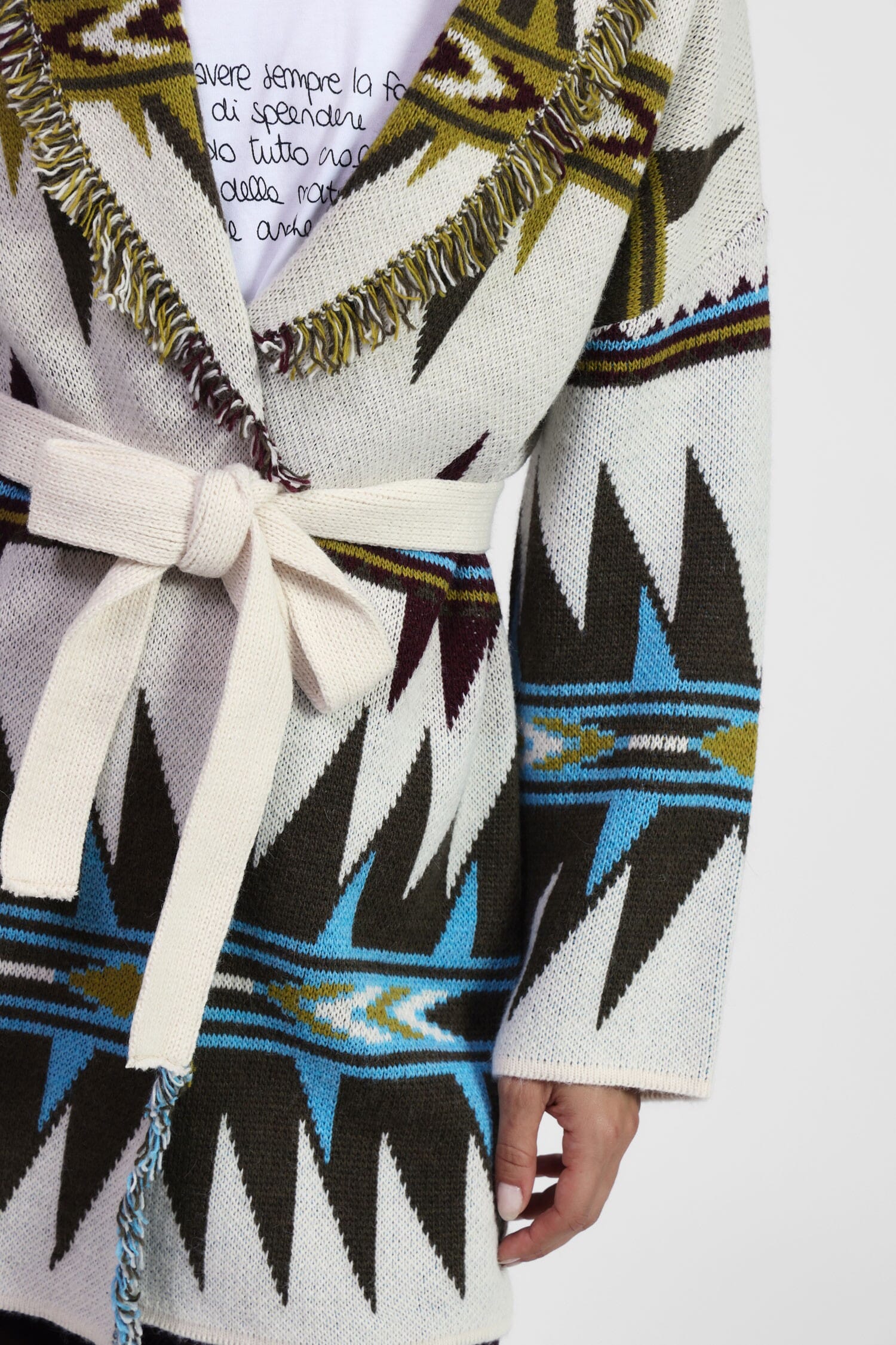 Cardigan Con Cintura E Motivi Geometrici Dixie