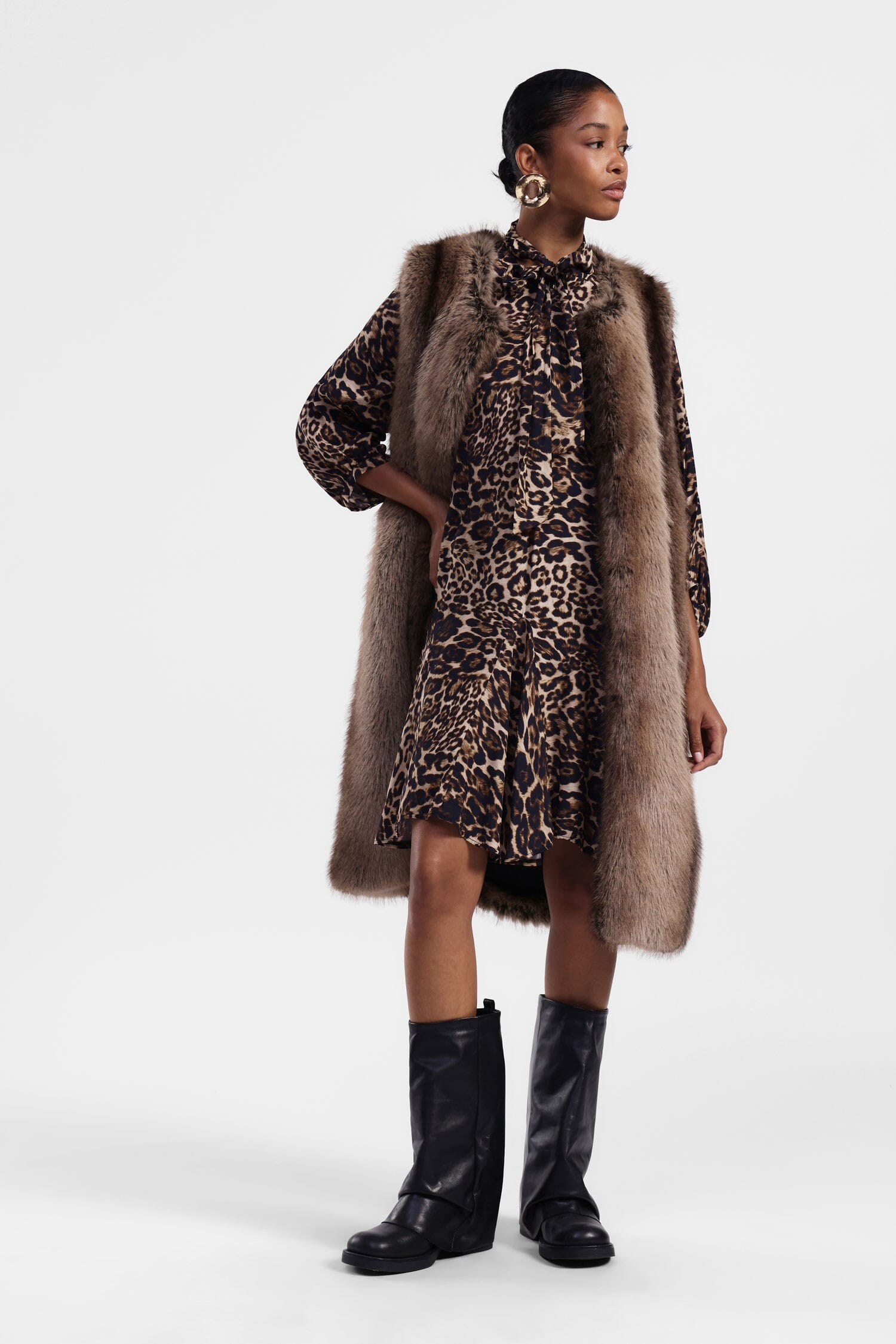 Abito Corto Maculato Con Maniche 3/4 Dixie