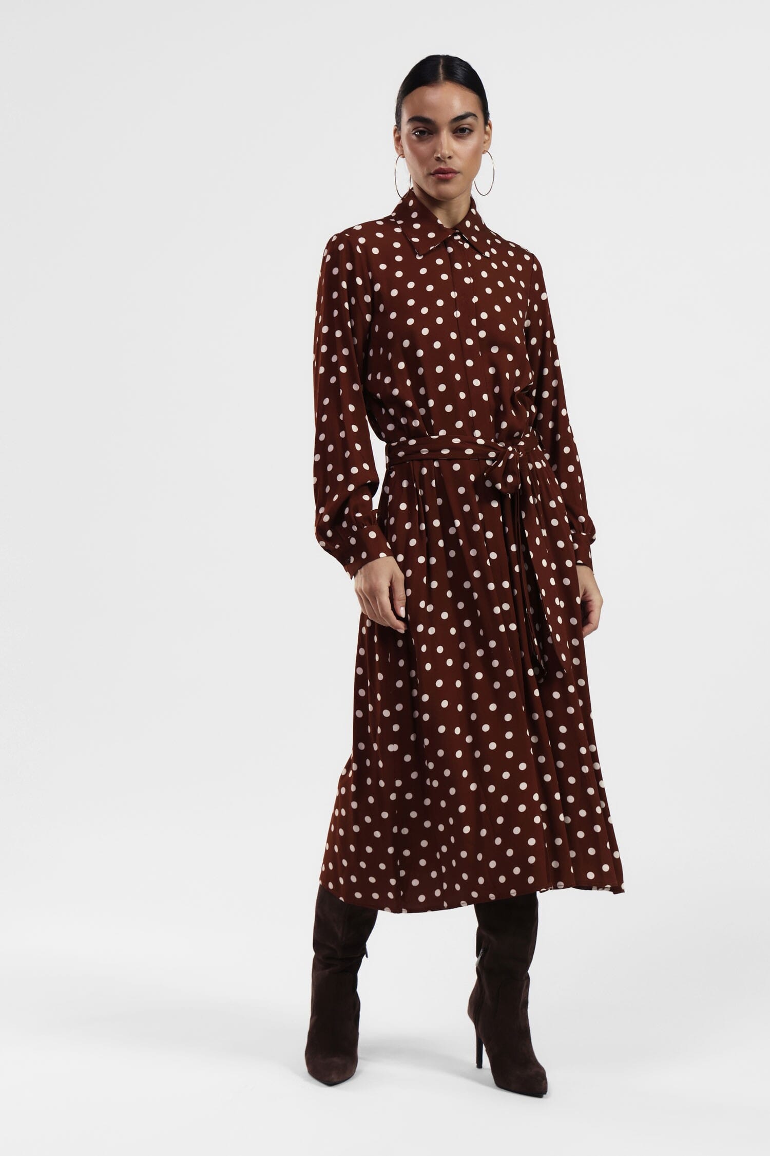 Vestito A Pois Con Colletto Classico Dixie