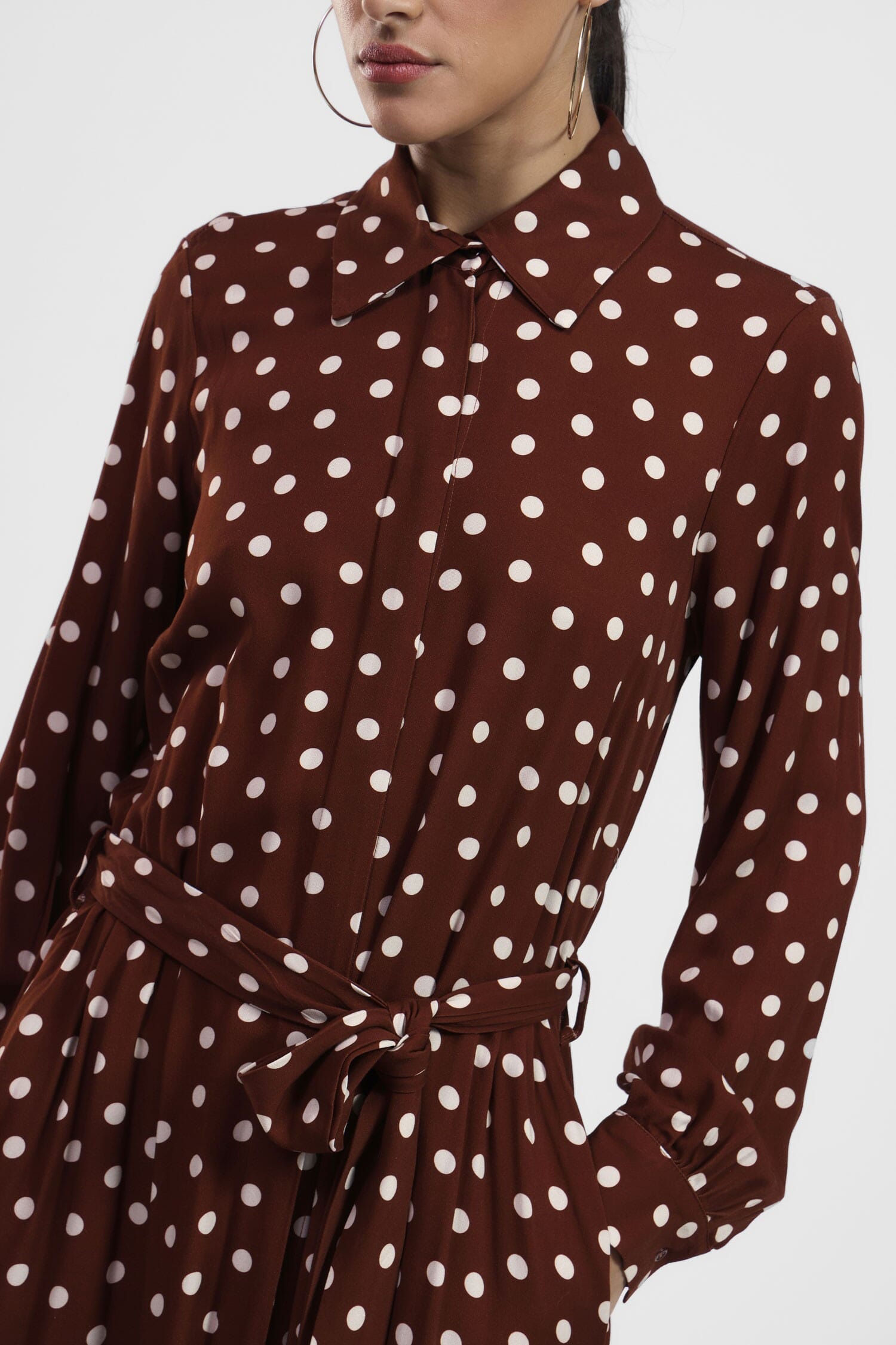 Vestito A Pois Con Colletto Classico Dixie