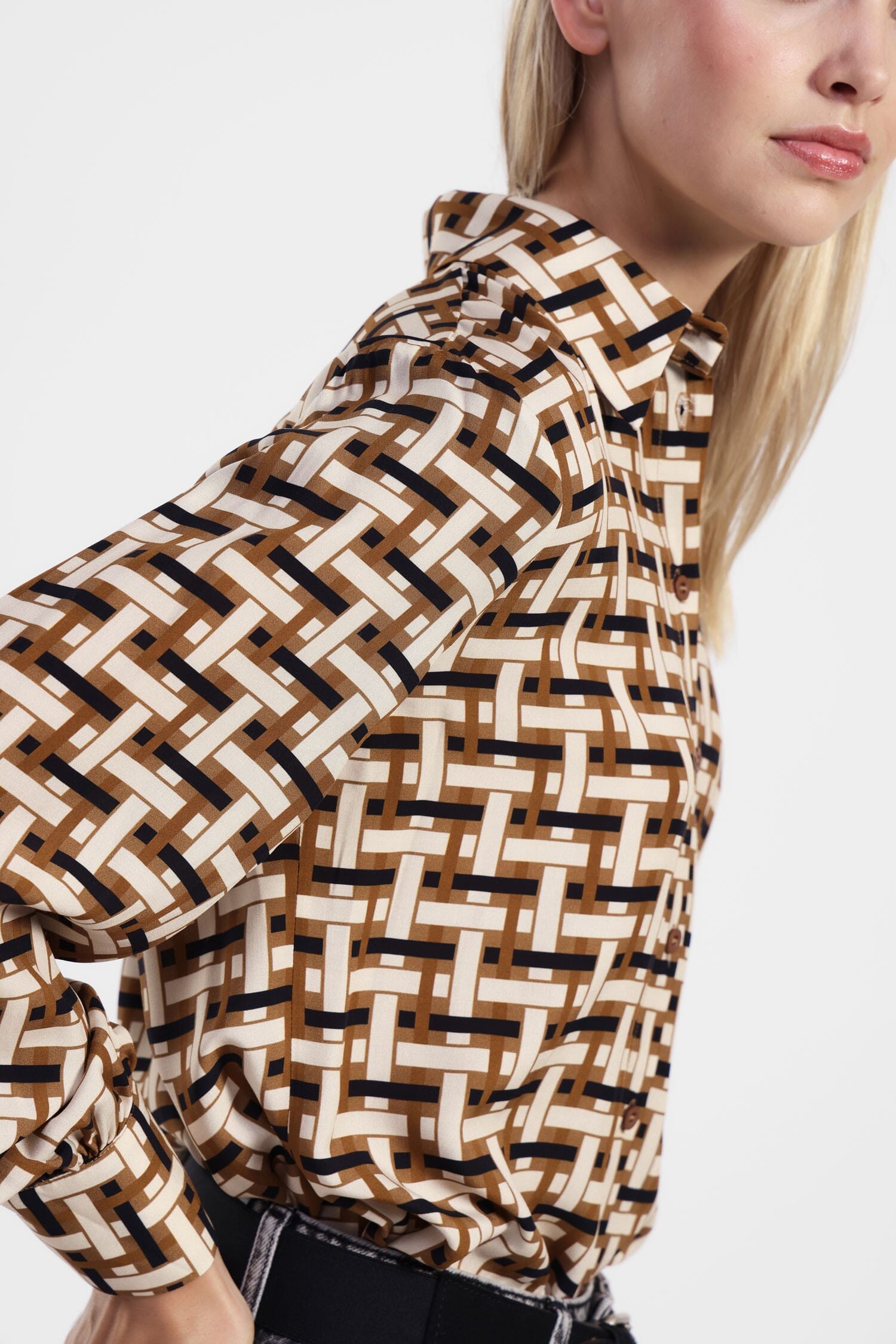 Camicia Stampa Geometrica Maniche Lunghe Dixie