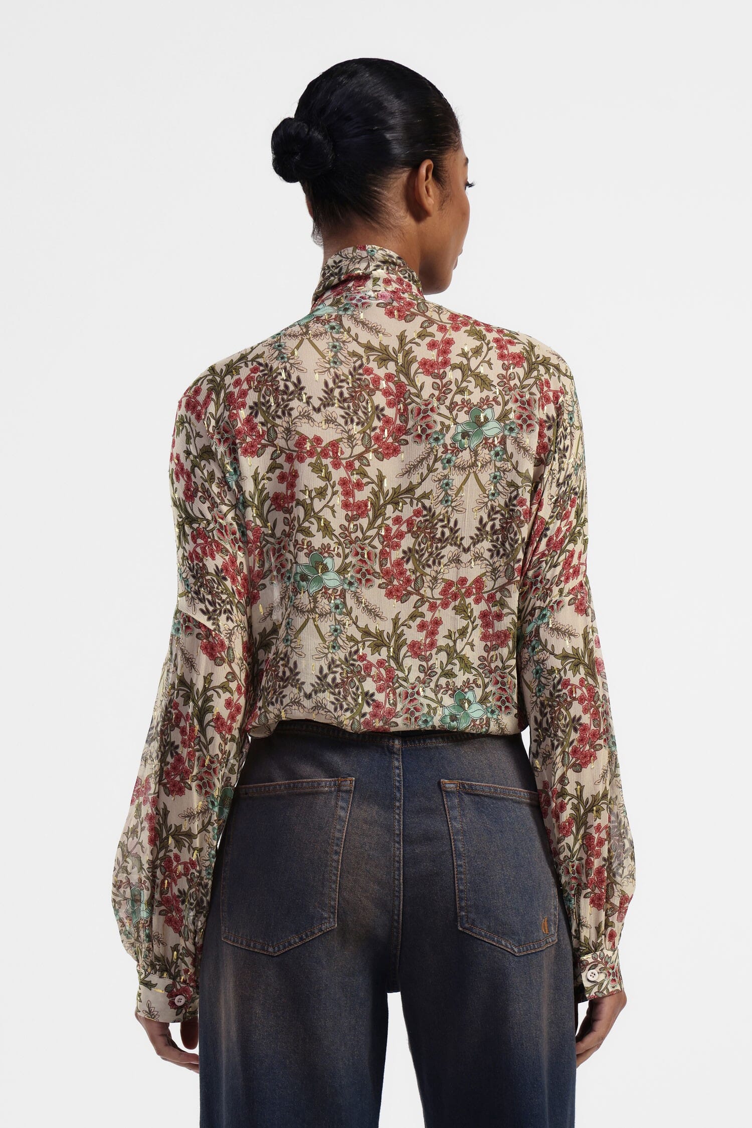 Floral Shirt With Neck Bow Dixie