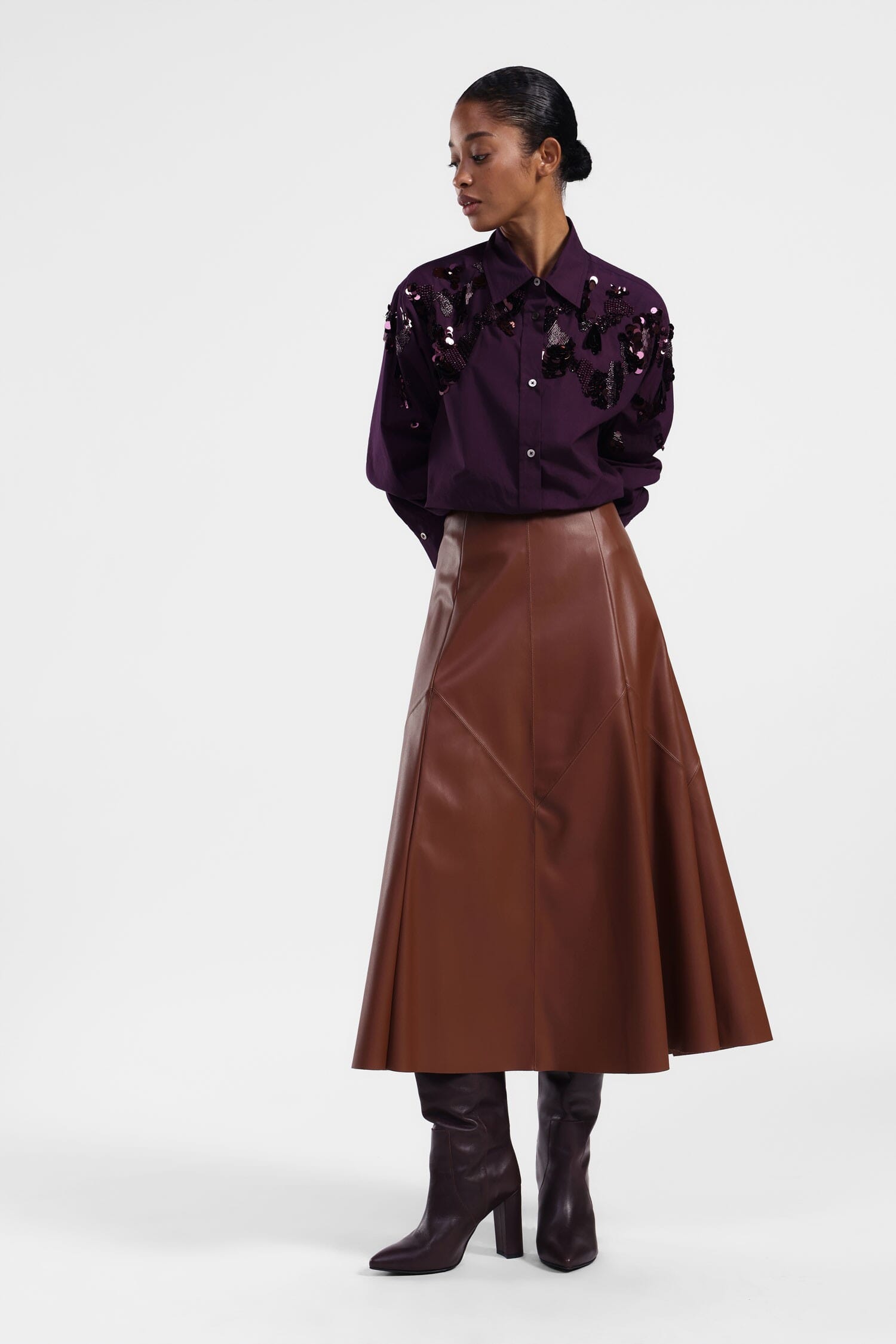 Jupe longue taille haute monochrome Dixie