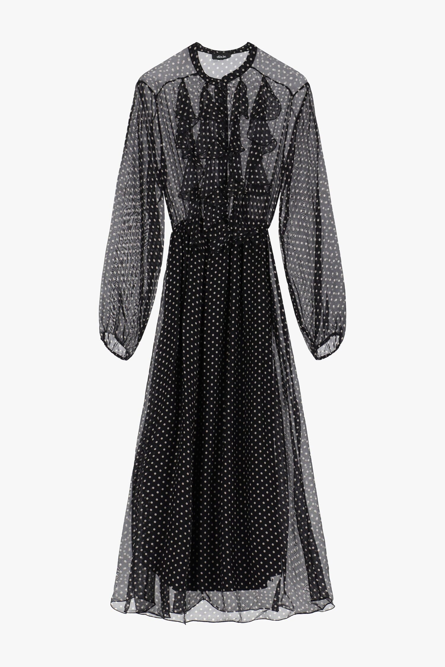 Vestito Lungo A Pois Con Volant Dixie