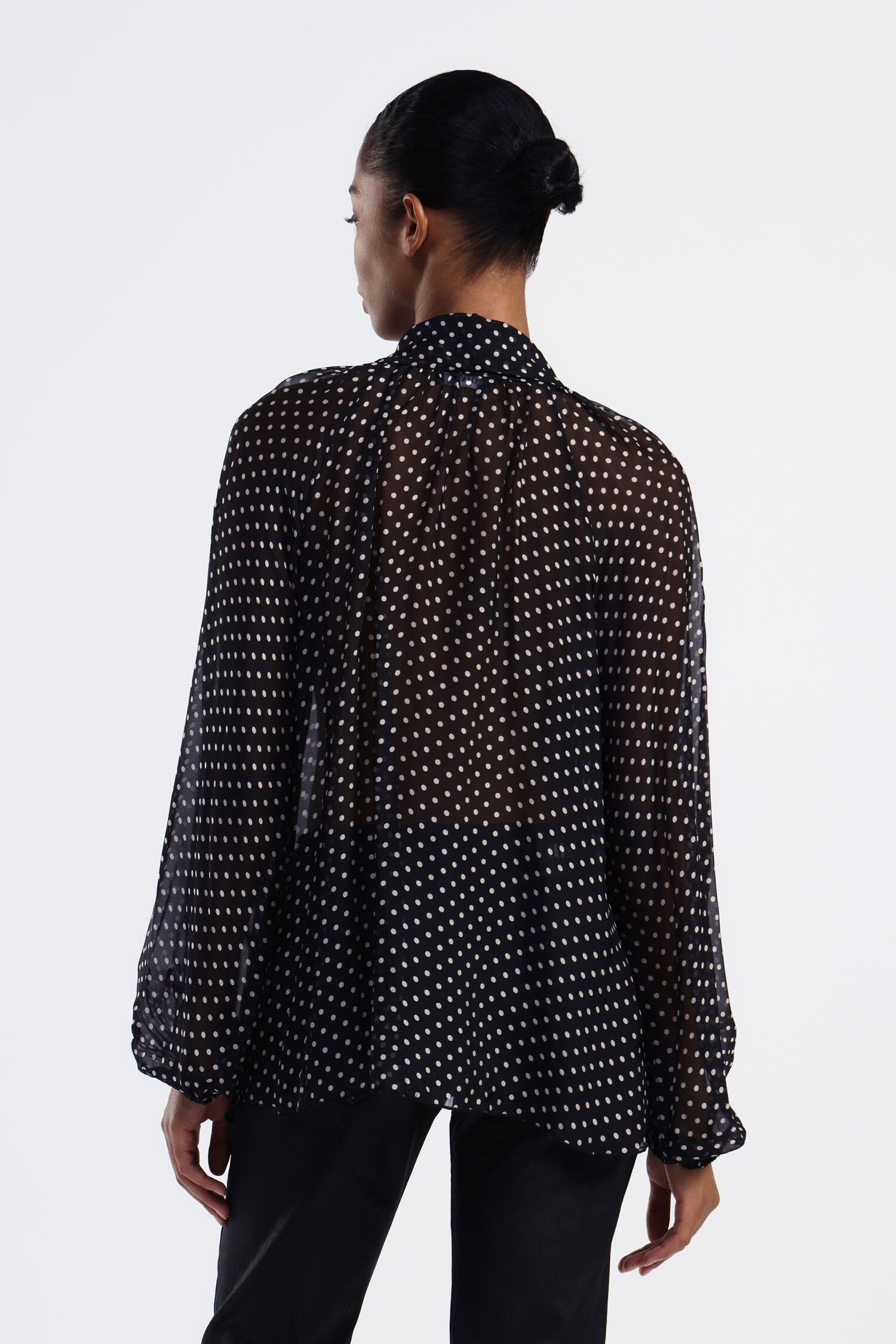 Camicia Elegante A Pois Con Maniche Dixie