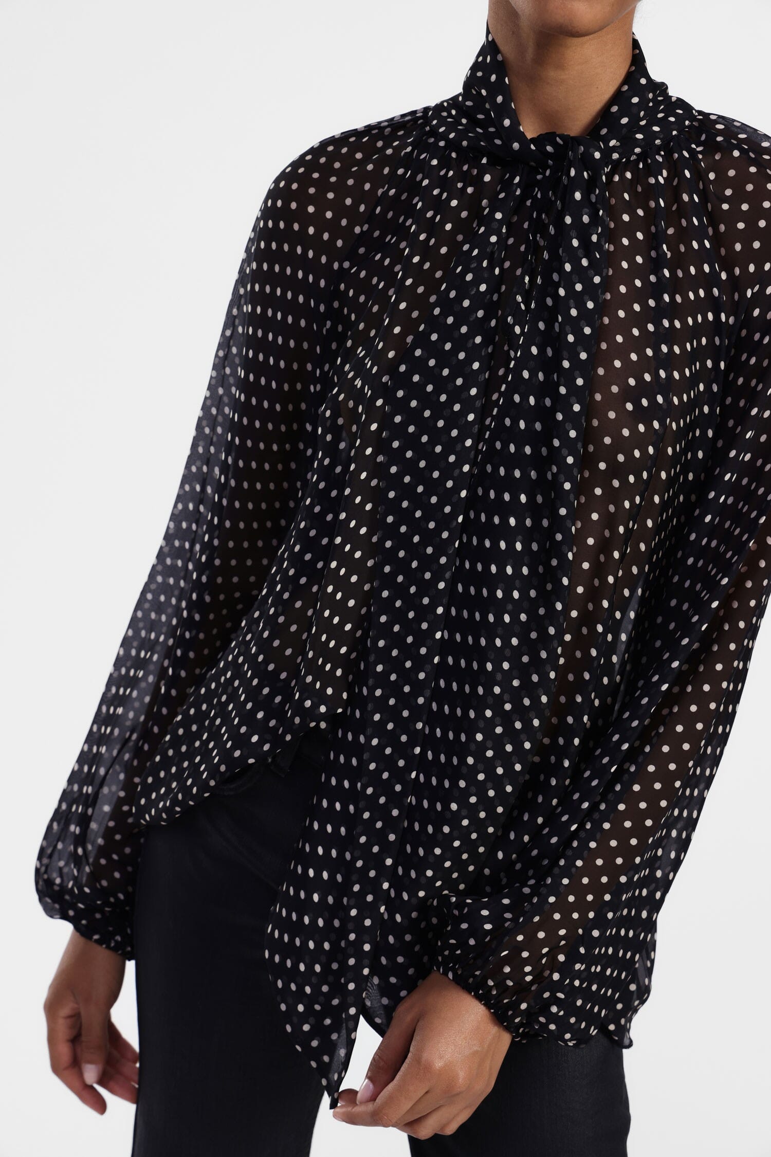 Camicia Elegante A Pois Con Maniche Dixie