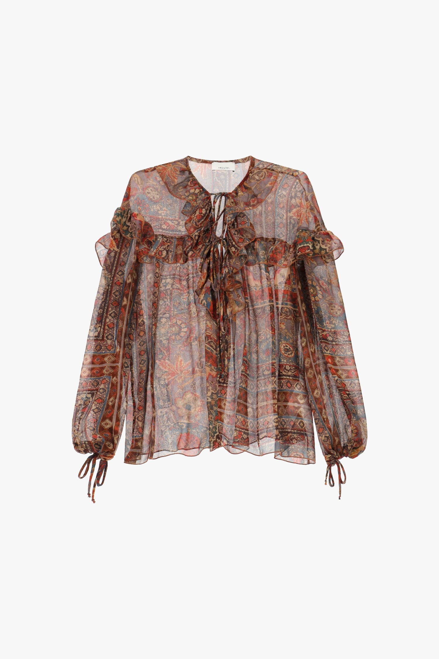 Chemise transparente à volants et motif Dixie