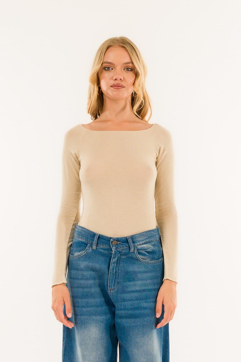 Maglia A Barca Manica Lunga Kontatto