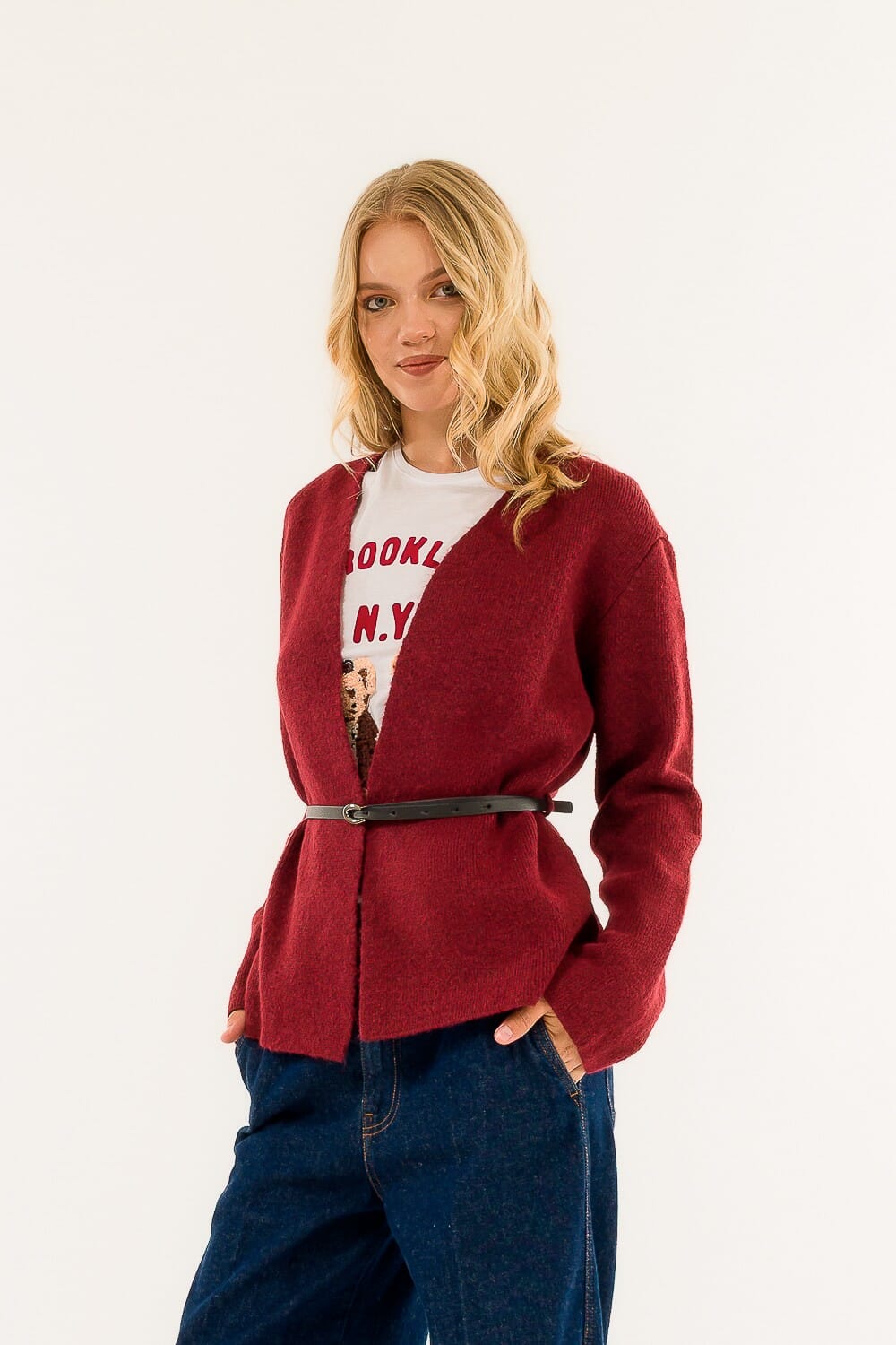 Cardigan Con Cintura Kontatto