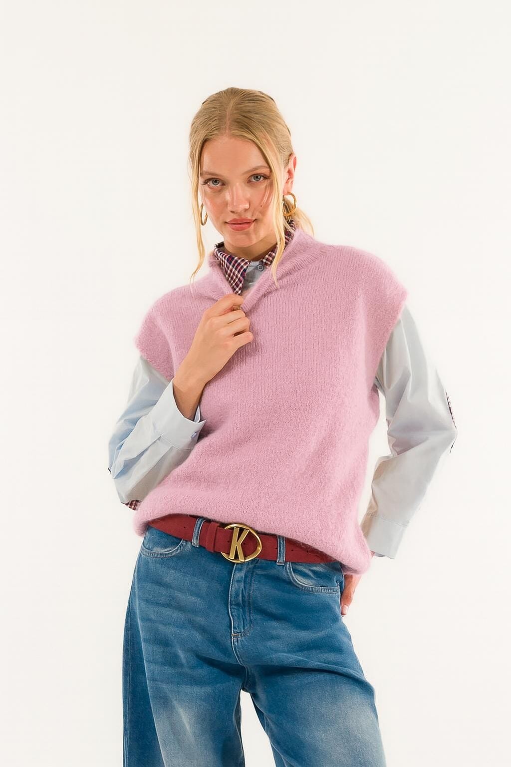 Kontatto sans manches à col cratère