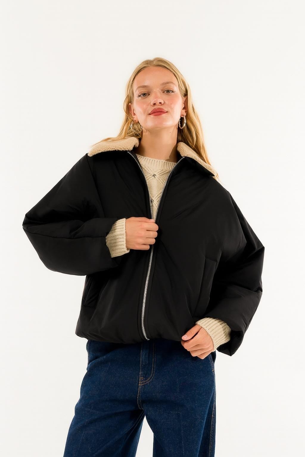 Bomber Kimono collar Teddy Kontatto