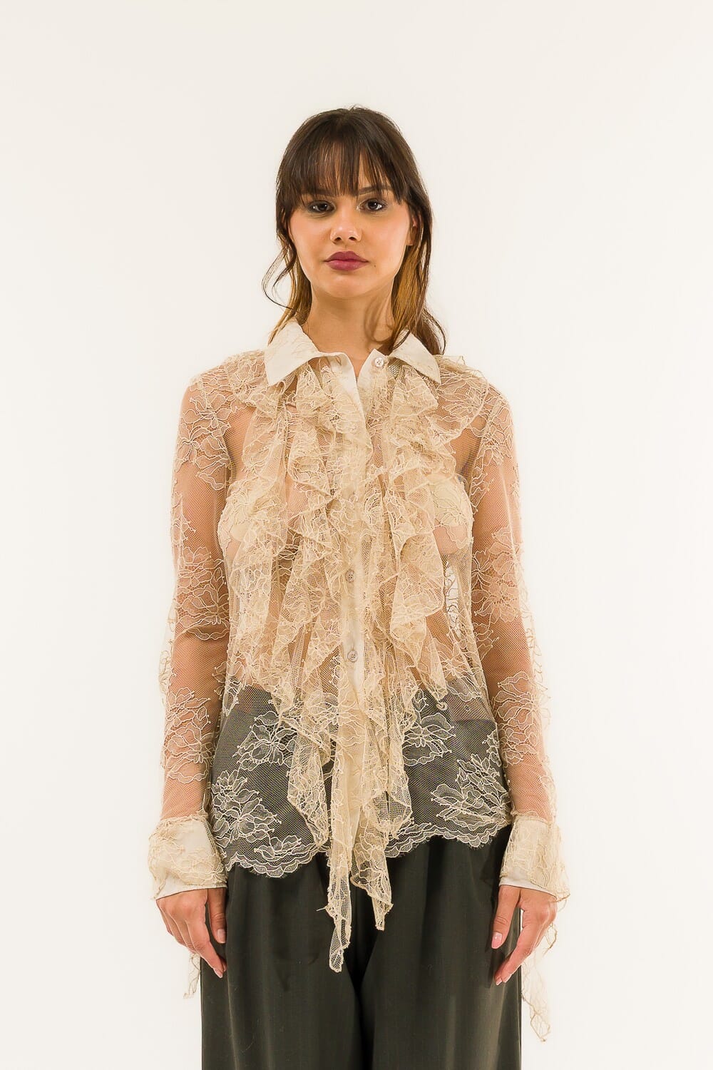 Kontatto Lace Ruffled Shirt