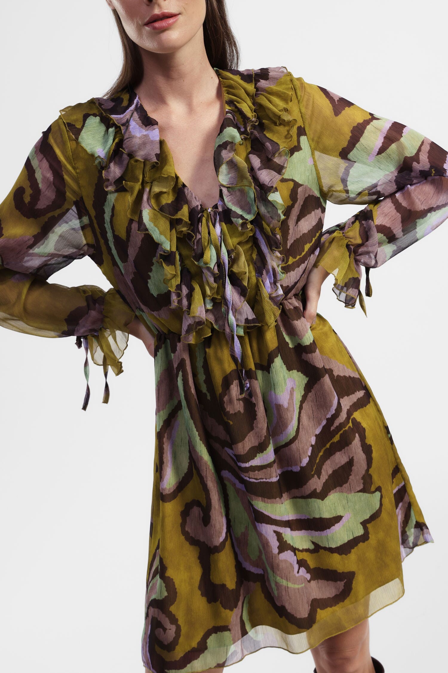 Vestito Con Maniche Lunghe E Stampa Dixie