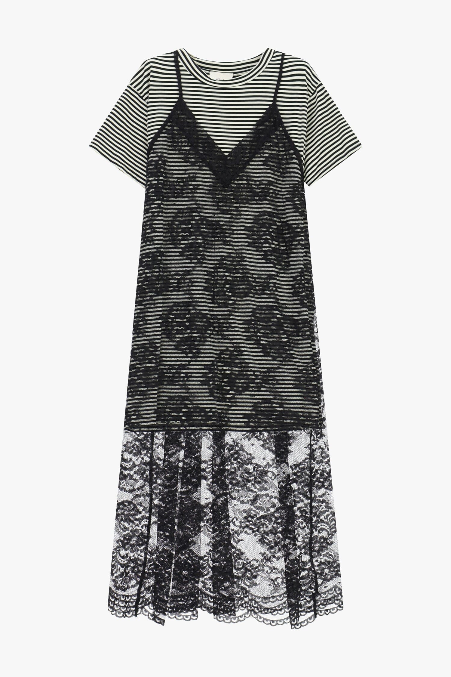 Abito A Righe Con Pizzo A Strati Dixie