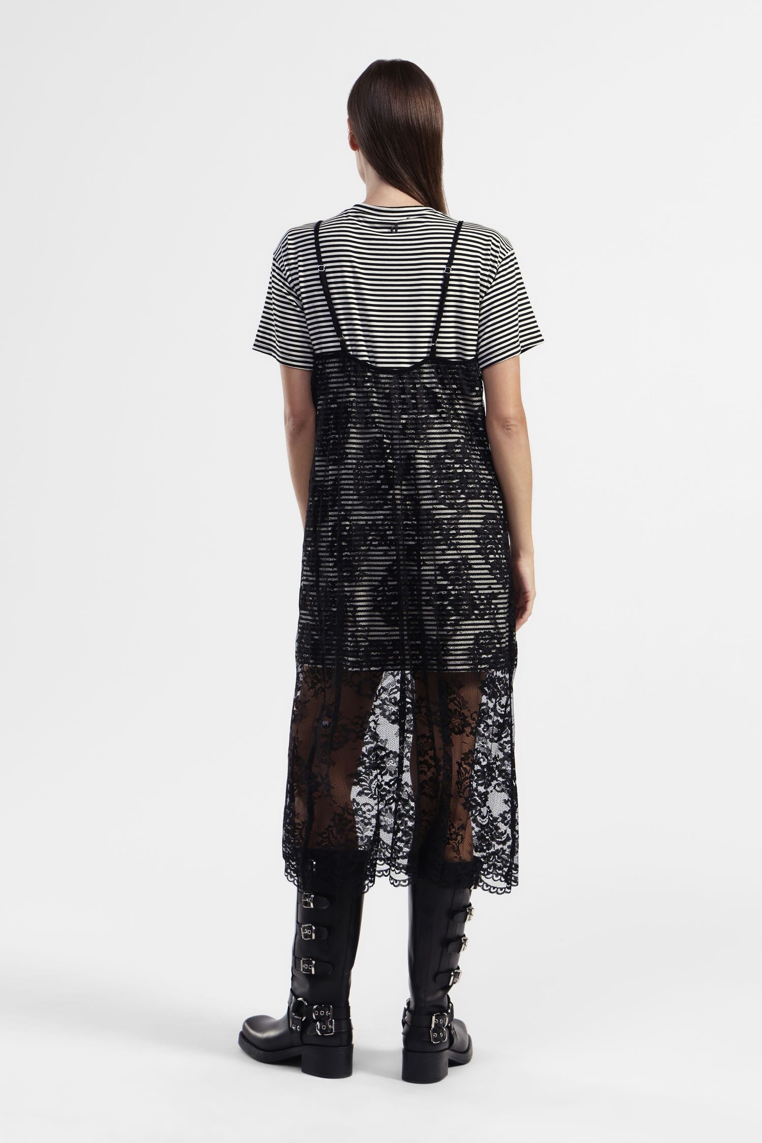 Abito A Righe Con Pizzo A Strati Dixie